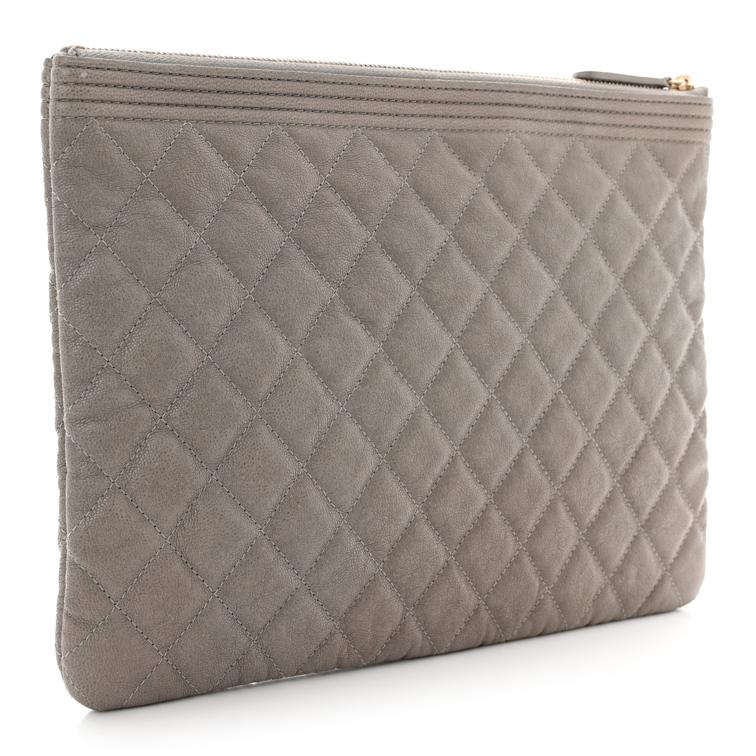 CHANEL Caviar Quilted Medium Boy Cosmetic Case Grey 3