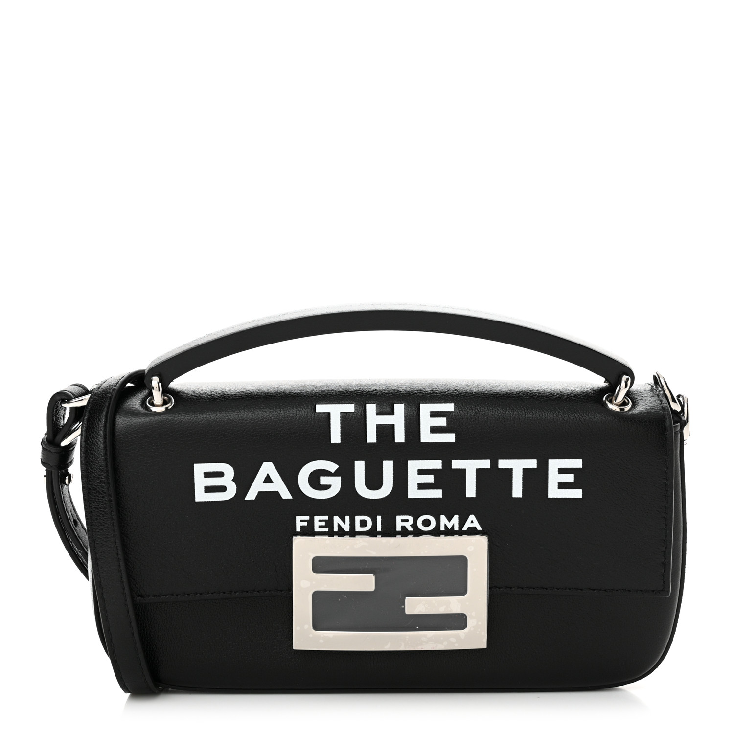 FENDI X MARC JACOBS Nappa Logo Phone Baguette Black 1578501