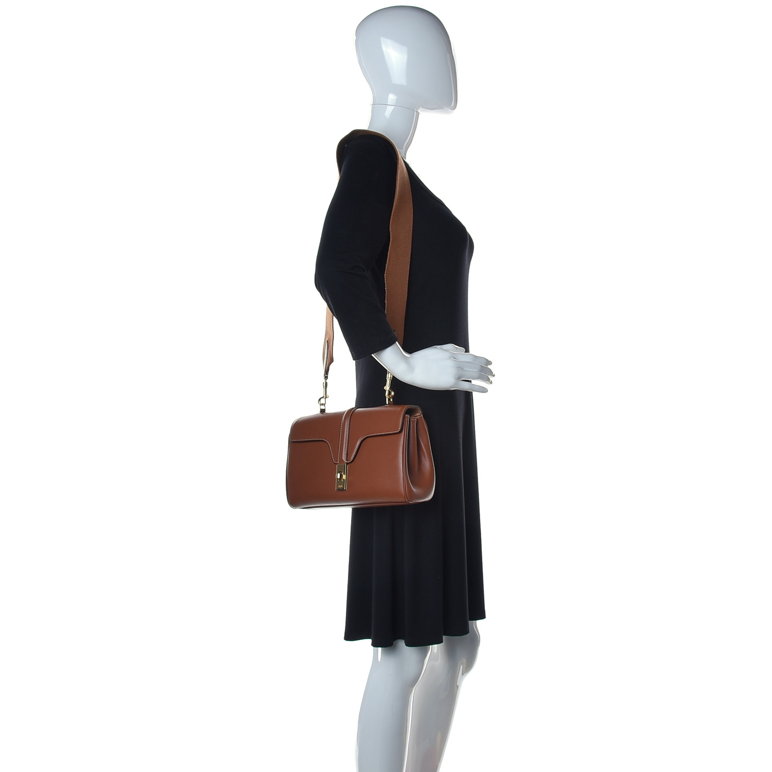 CELINE Smooth Calfskin Teen Soft 16 Shoulder Bag Tan 981250