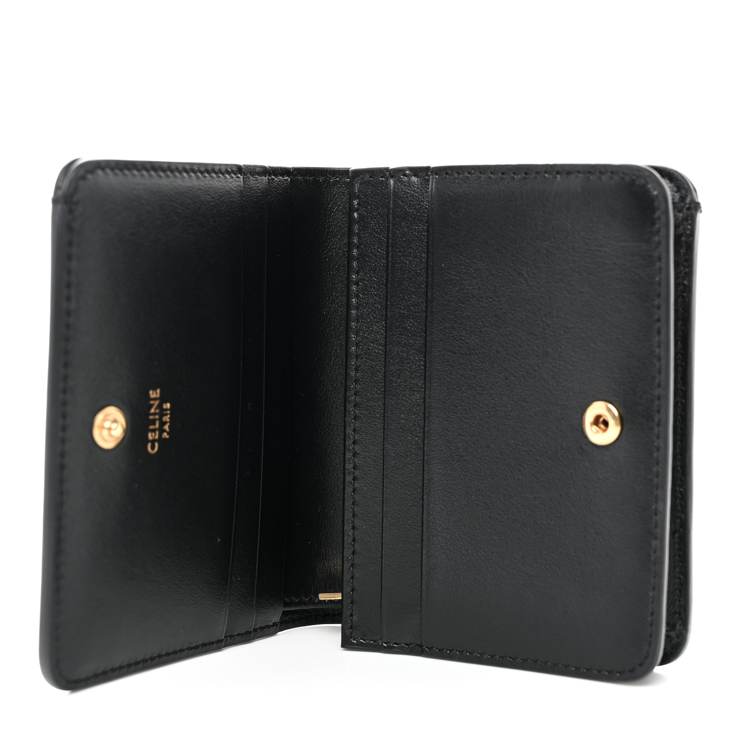 折りたたみ財布 CELINE COMPACT WALLET TRIOMPHE SHINY CALFSKIN BLACK TRIOMPHE COMPACT WALLET IN SHINY CALFSKIN - BLACK | CELINE