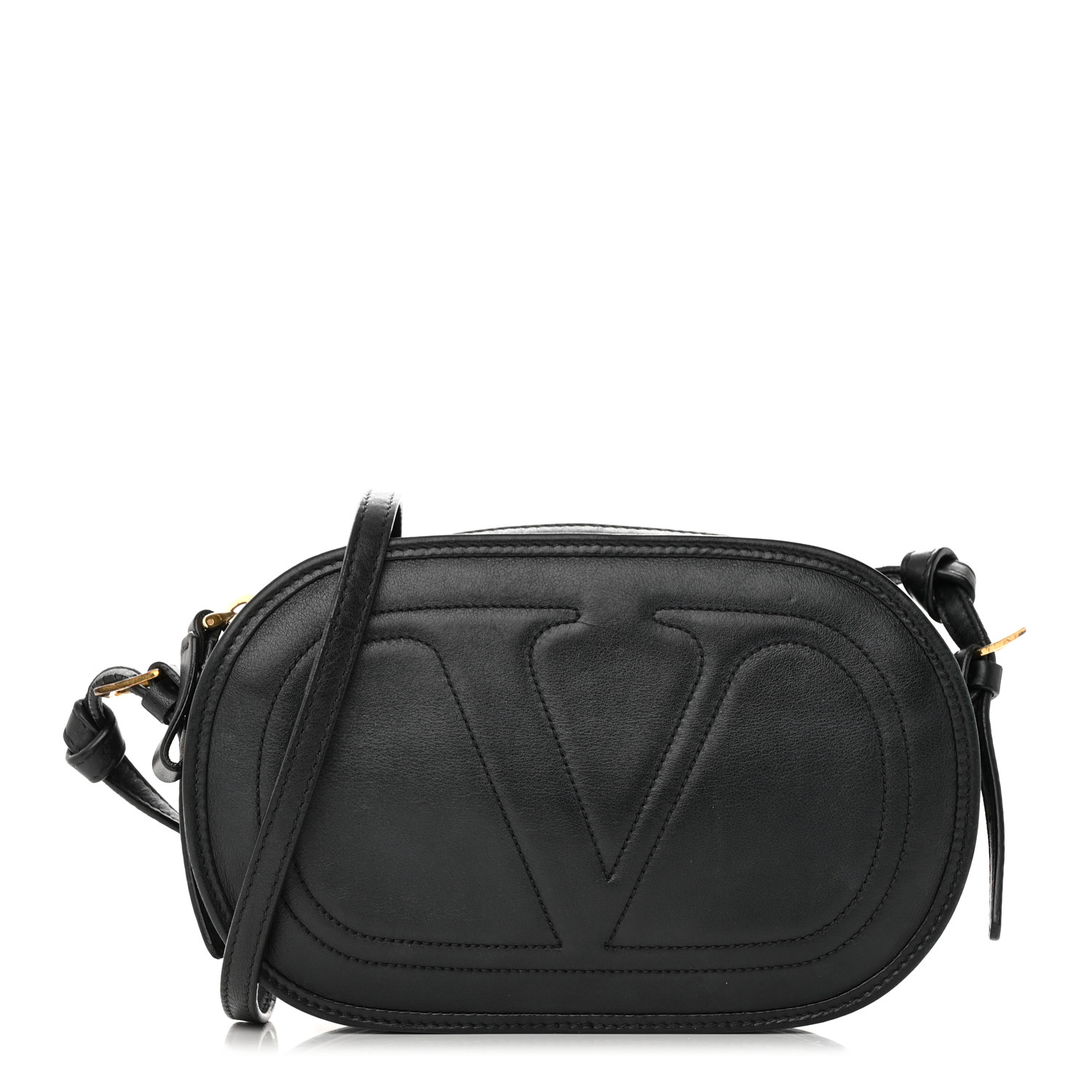 【VALENTINO】V LOGO CROSSBODY BAG VALENTINO Garavani V Logo Leather Crossbody Bag Black
