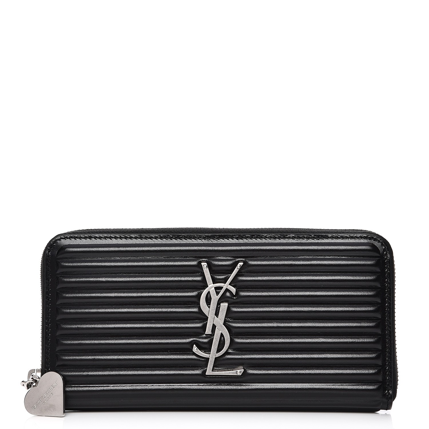 トップス YSL SAINT LAURENT Ribbed Calfskin Opium Monogram Zip Around