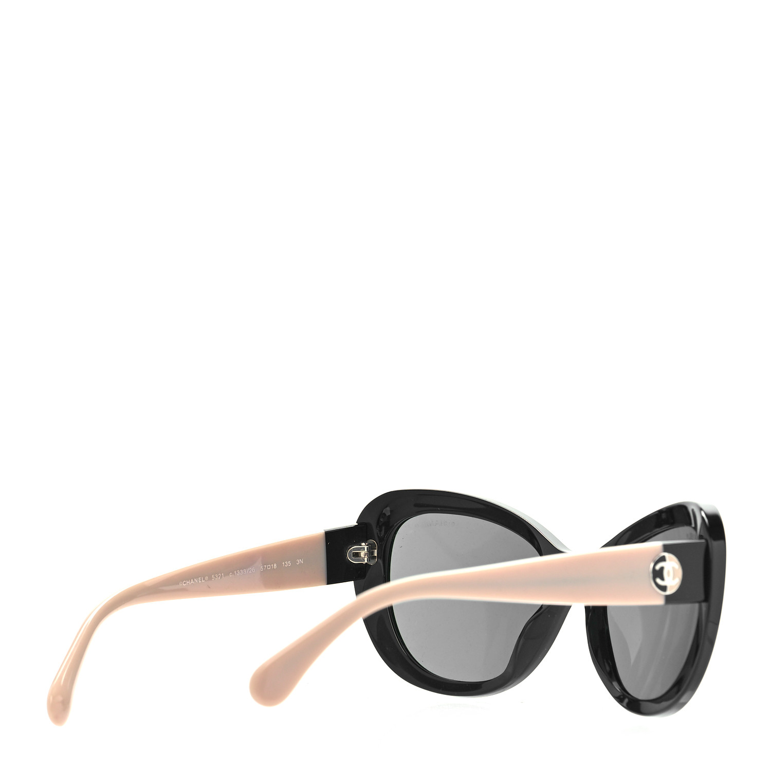 CHANEL Acetate Cat Eye Sunglasses 5321 Black Beige 1223406
