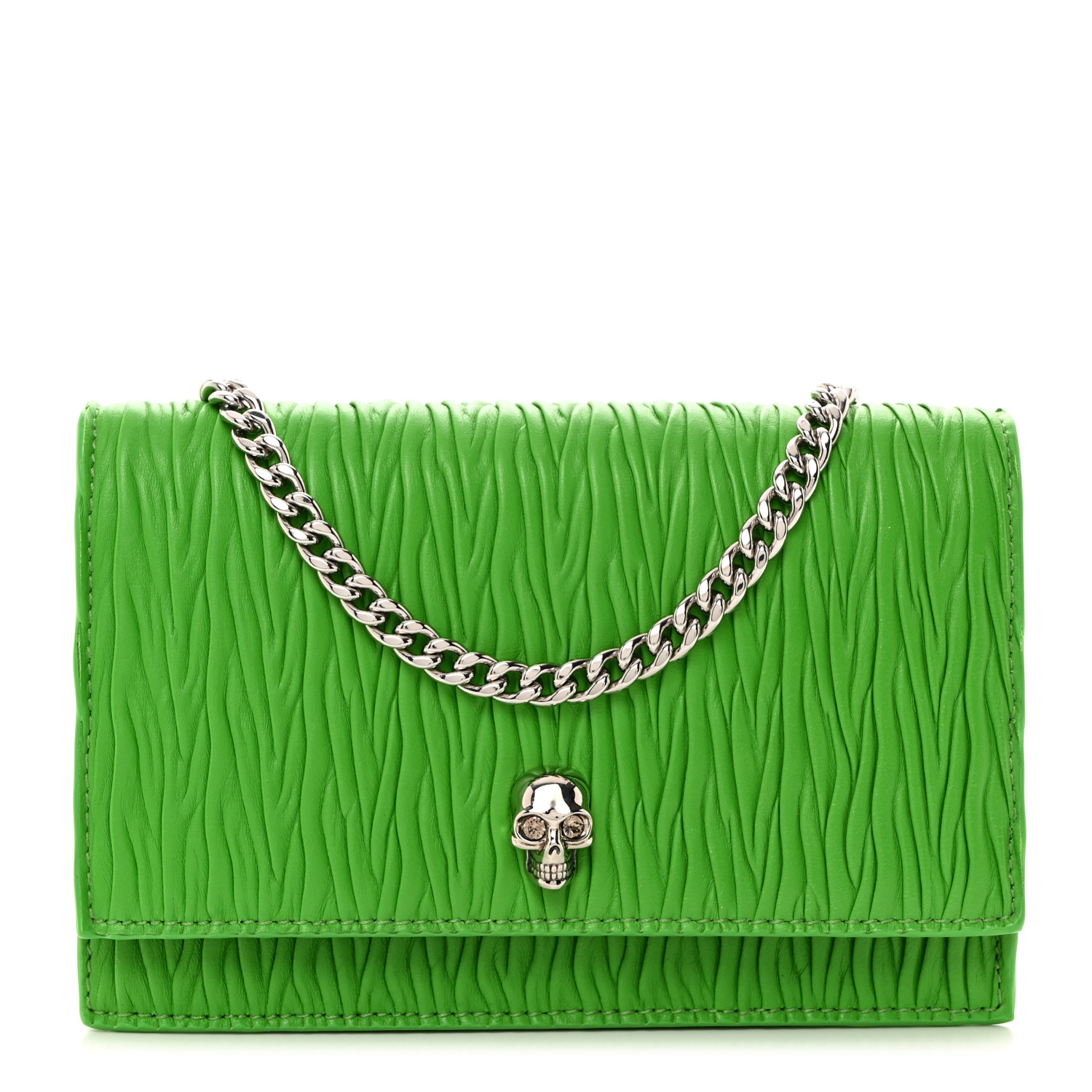 ALEXANDER MCQUEEN Lambskin Pleated Skull Small Chain