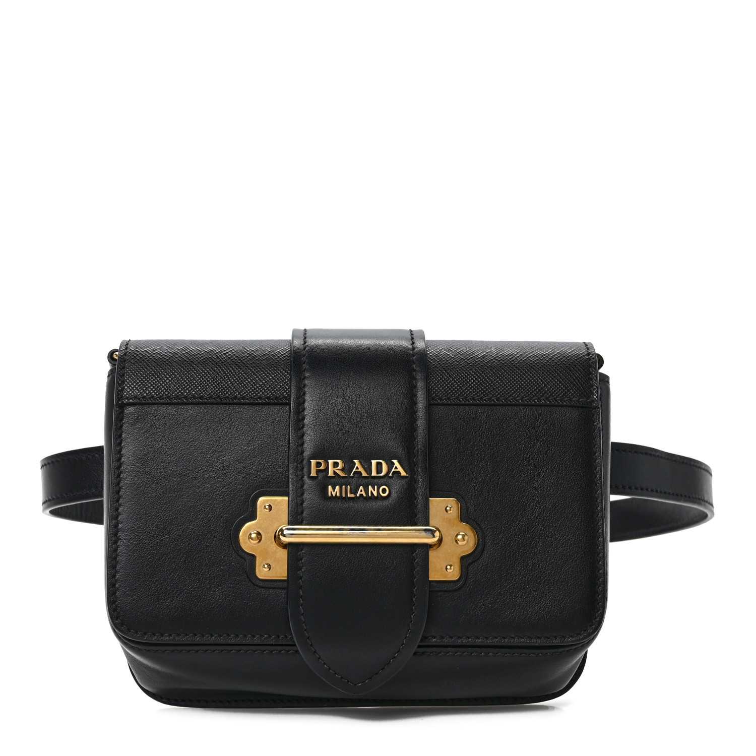 PRADA Saffiano City Calf Cahier Belt Bag Black 1555488