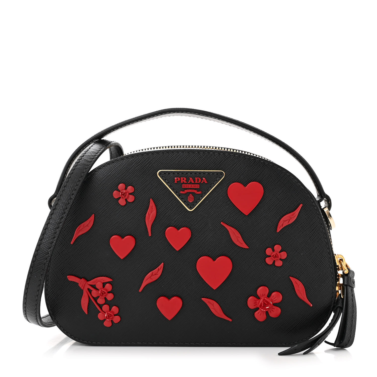 PRADA ★ ODETTE ハートショルダーバッグ Prada Odette Heart Pink in Saffiano Leather with Gold-tone - US