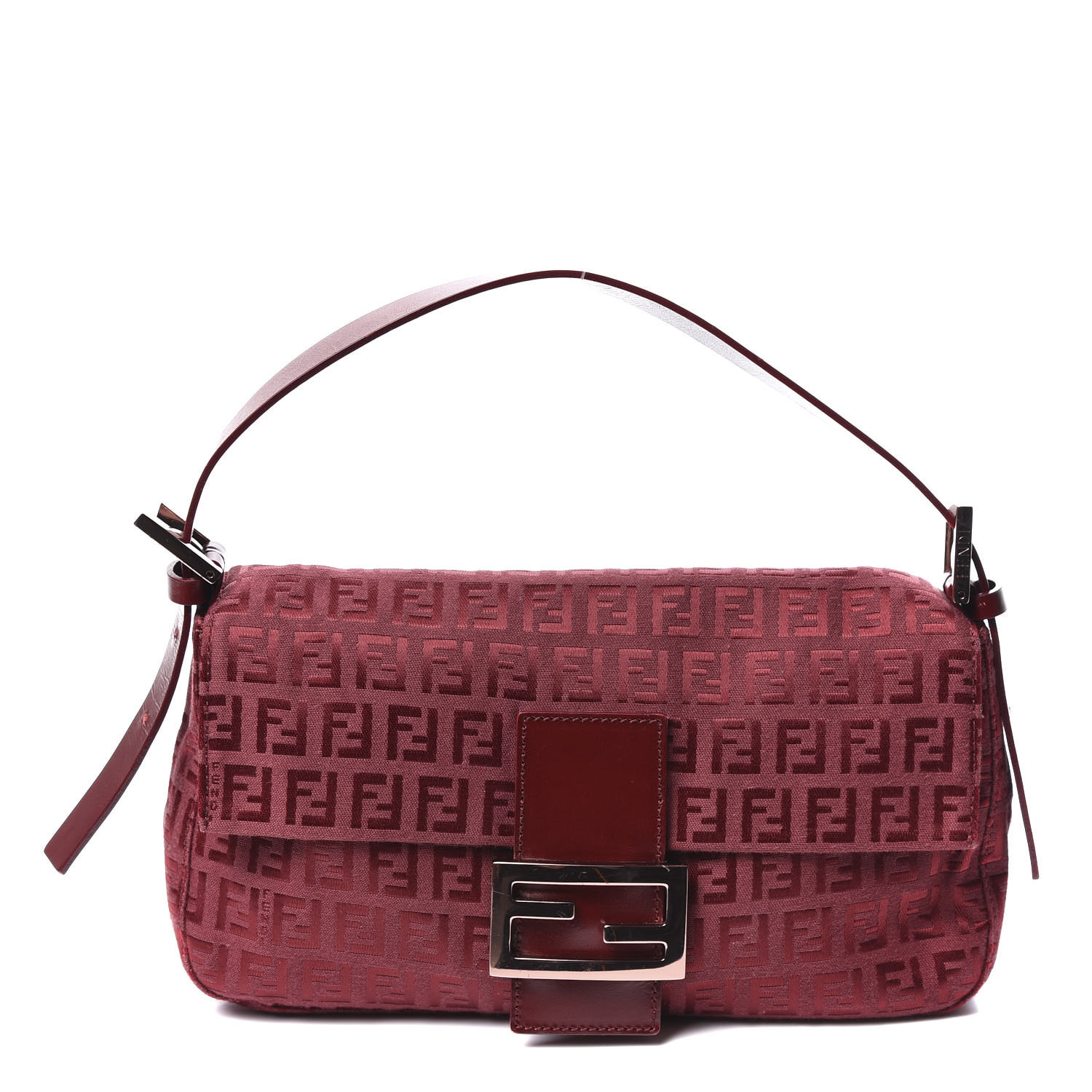 FENDI Zucchino Baguette Burgundy 553193 | FASHIONPHILE