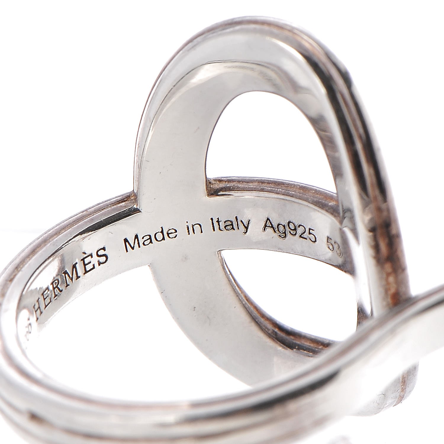 HERMES Sterling Silver Double Chaine d'Ancre 24 TGM Ring 53
