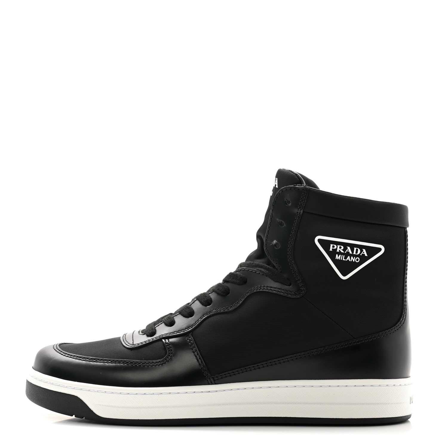 PRADA Spazzolato Rois Re-Nylon Triangle Logo Womens High Top
