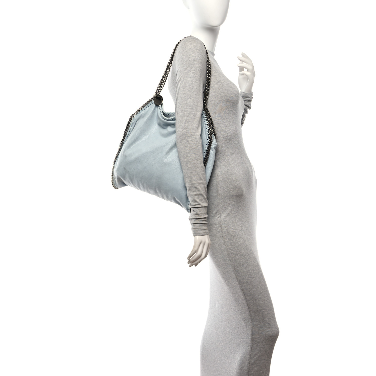 【送料&関税込】Stella McCartney Powder Blue Shaggy Deer Fal Women Sapphire blue Falabella Pearl Tiny Tote Bag | Stella