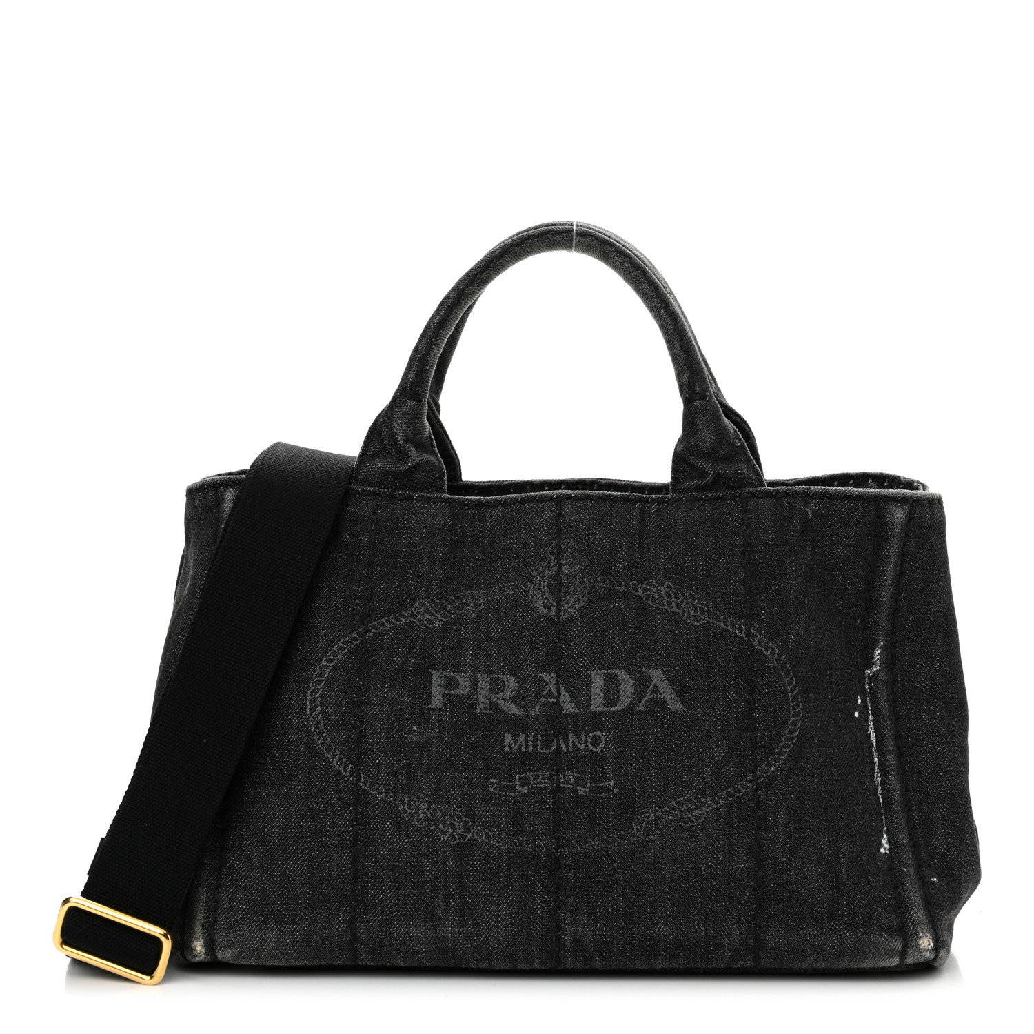 PRADA ダークデニム トートバッグ 良品✨ PRADA プラダ カナパ デニム トートバッグ ギャランティ