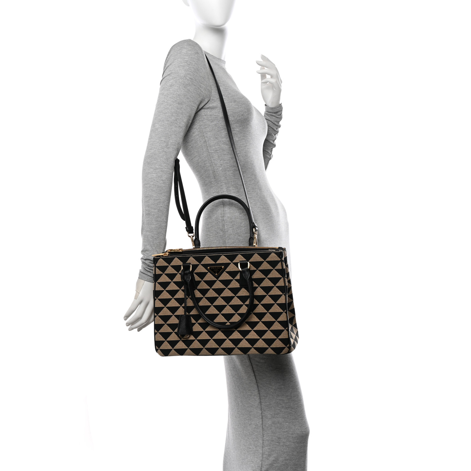 PRADA Jacquard Saffiano Triangolo Symbole Embroidered Large