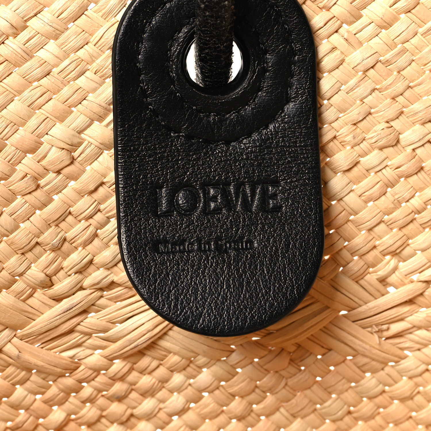 LOEWE Iraca Palm Calfskin Medium Anagram Basket Bag Natural