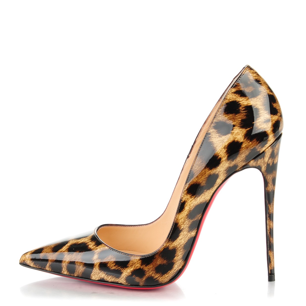 CHRISTIAN LOUBOUTIN Patent Leopardino So Kate 120 Pumps 39