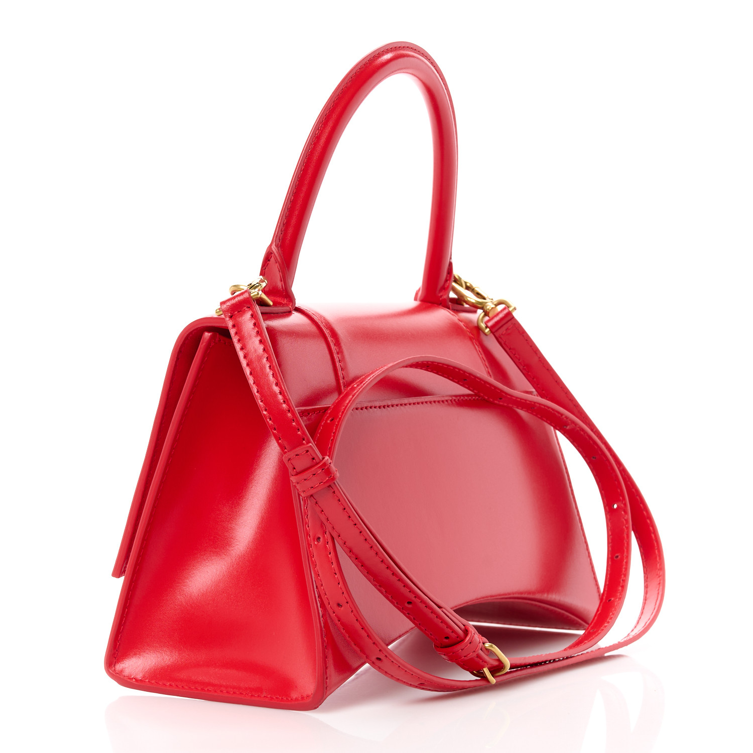 BALENCIAGA Shiny Box Calfskin Small Hourglass Top Handle Bag