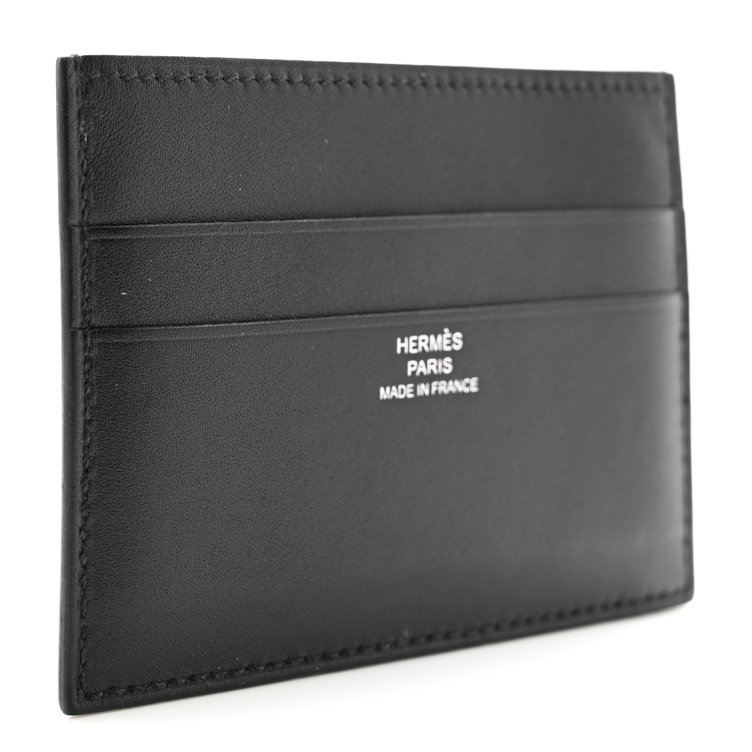 HERMES Tadelakt Evercolor Cheval Picto Card Holder Black