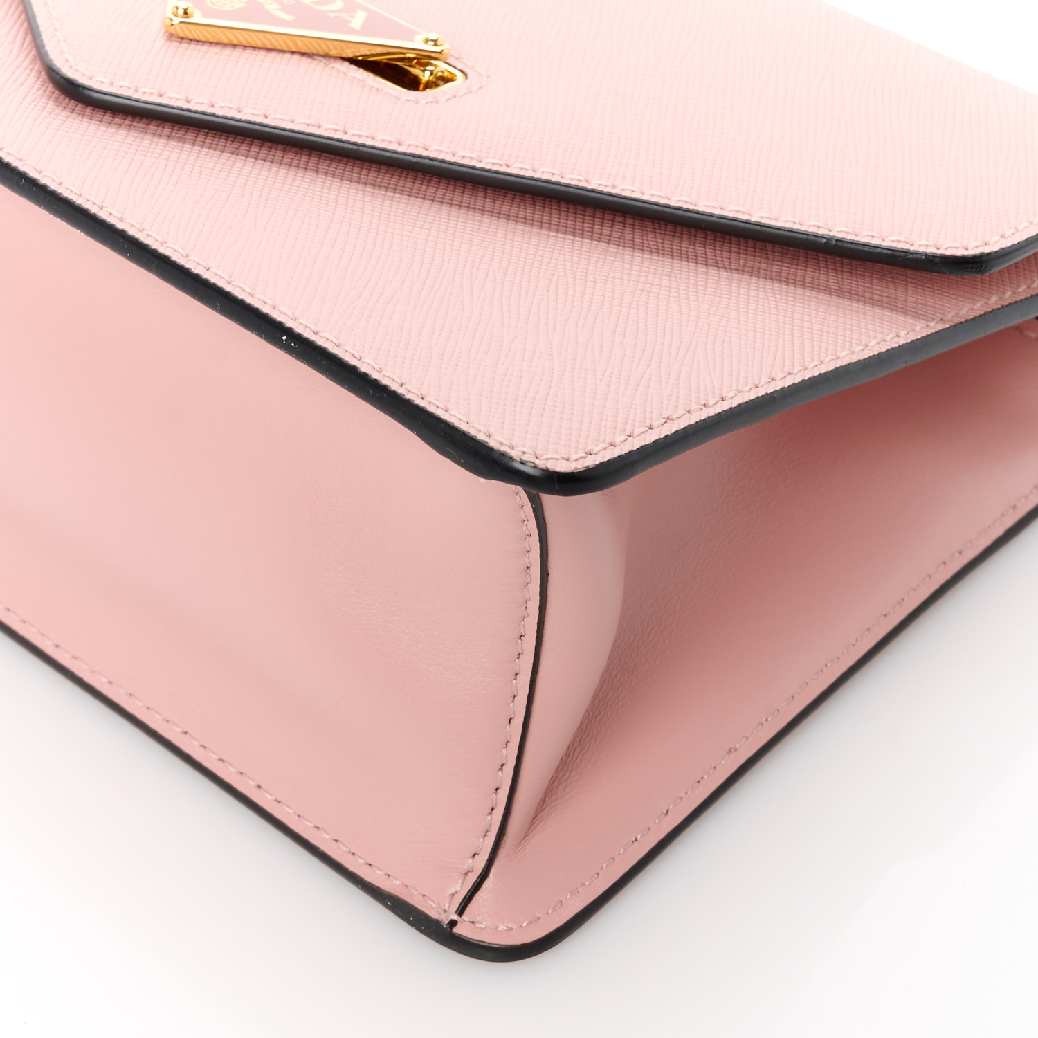 PRADA Saffiano Soft Calfskin Metal Triangle Logo Envelope