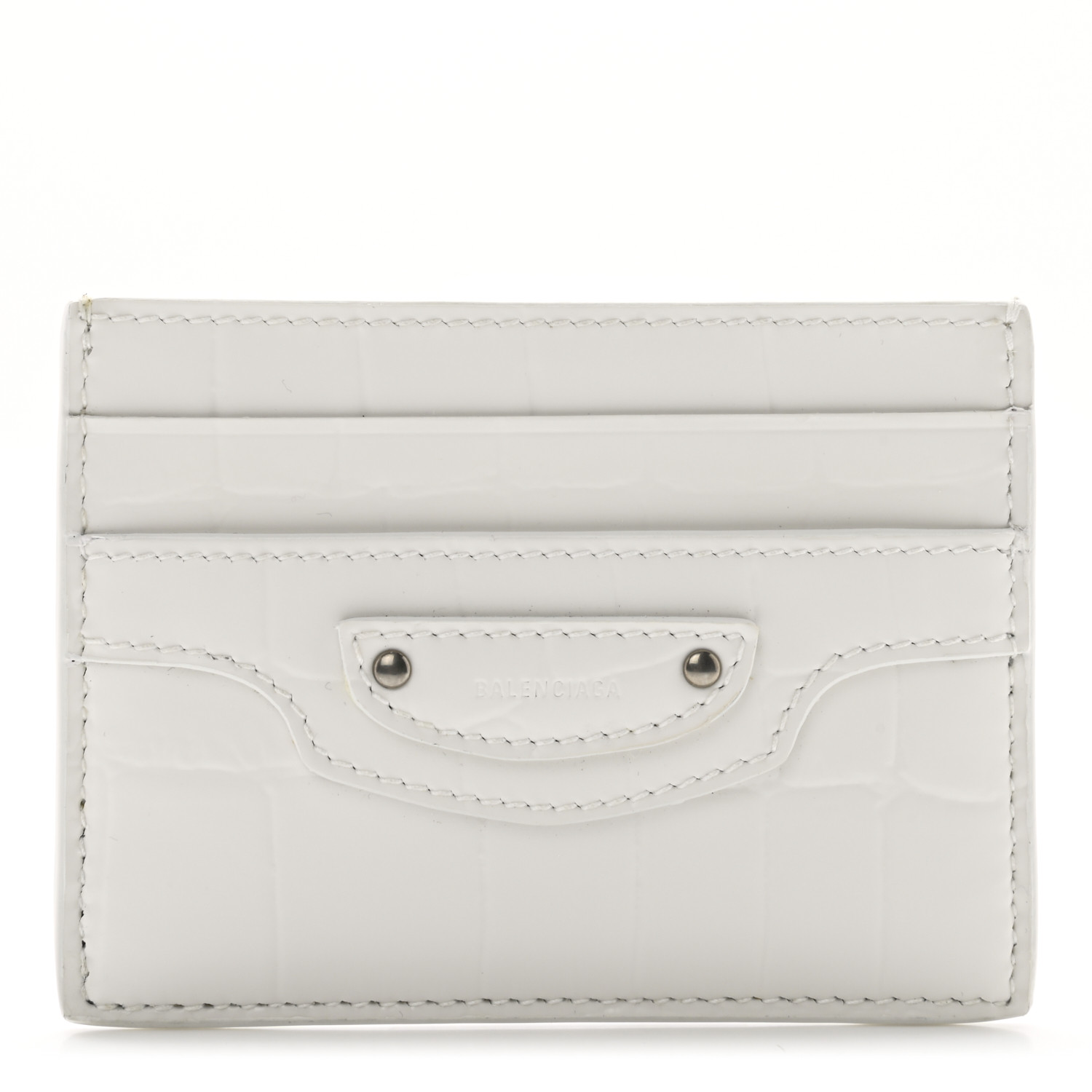 【BALENCIAGA】送料/関税込 NEO CLASSIC CARD HOLDER BALENCIAGA Semi Shiny Calfskin Crocodile Embossed Neo