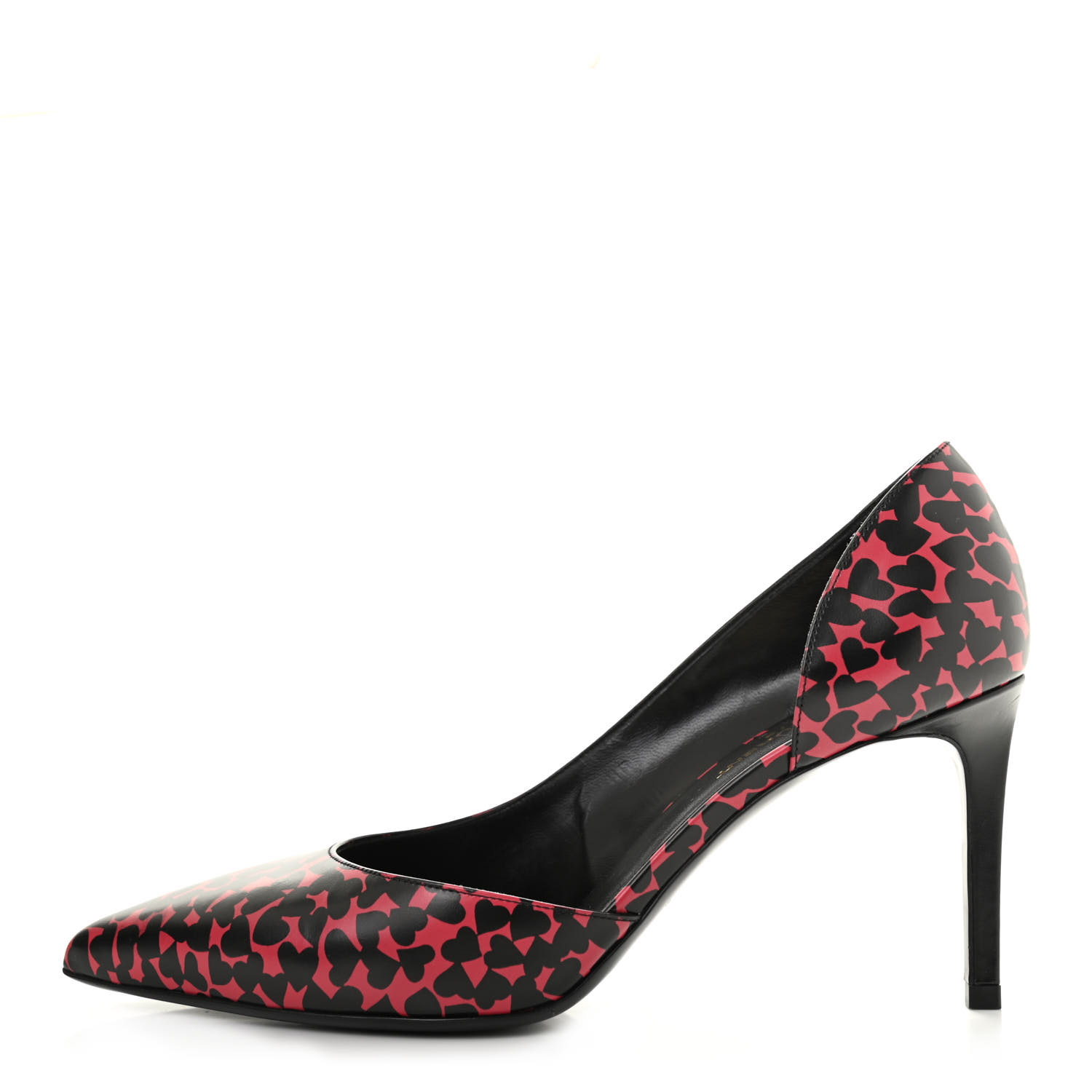 SAINT LAURENT Calfskin Heart Print D'Orsay Paris 105 Pumps