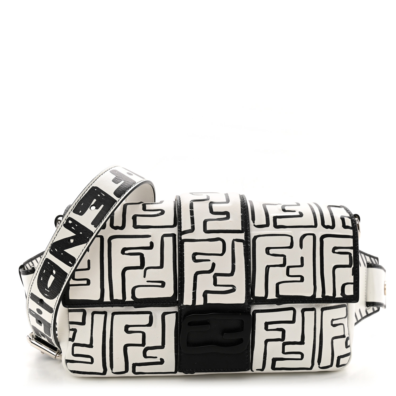 FENDI X JOSHUA VIDES Nappa FF Embossed Belt Baguette Bag