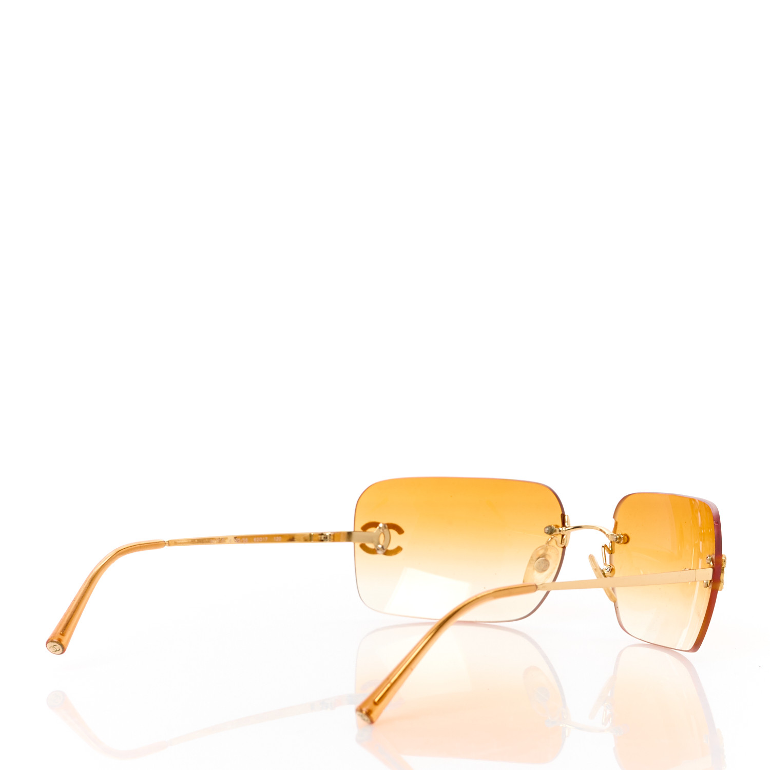 CHANEL Metal Crystal CC Logo Sunglasses 4017-D Orange
