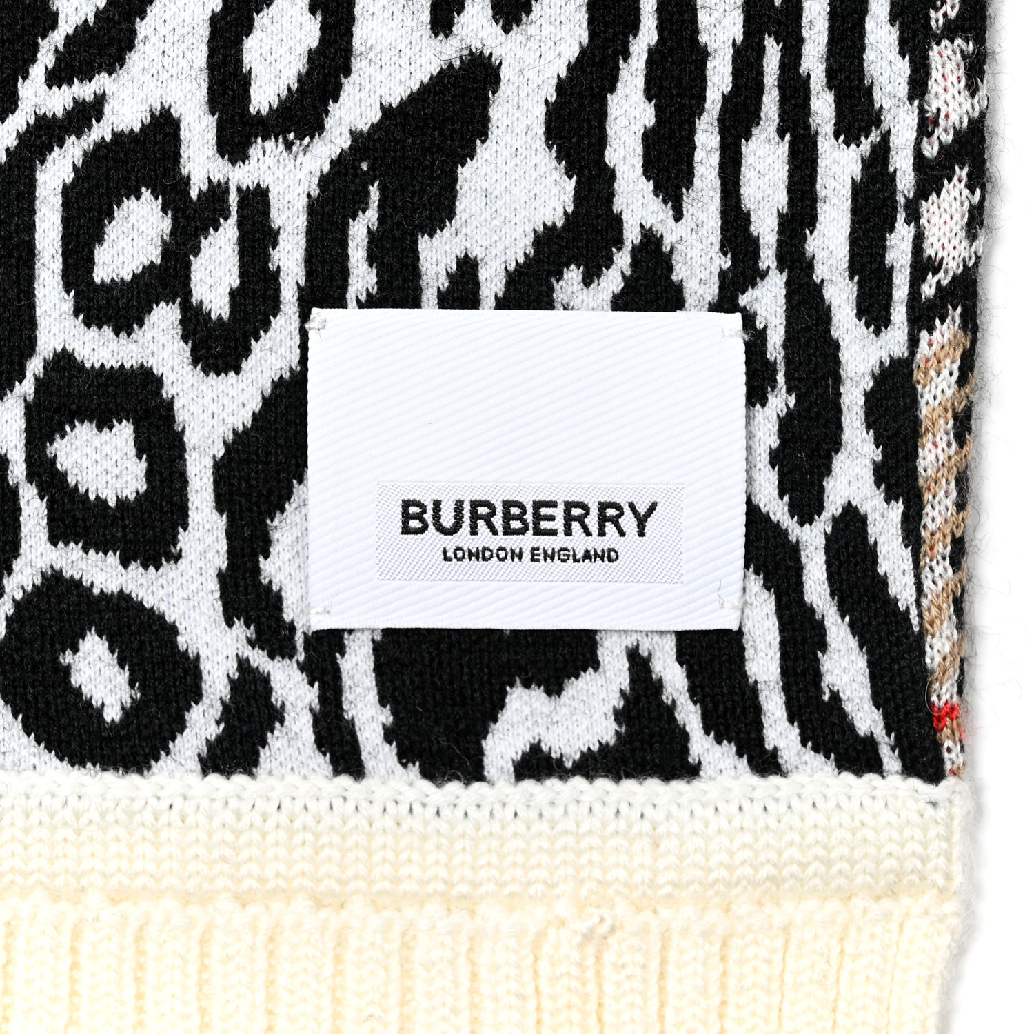 BURBERRY Wool Vintage Check Children's Leopard Print Scarf