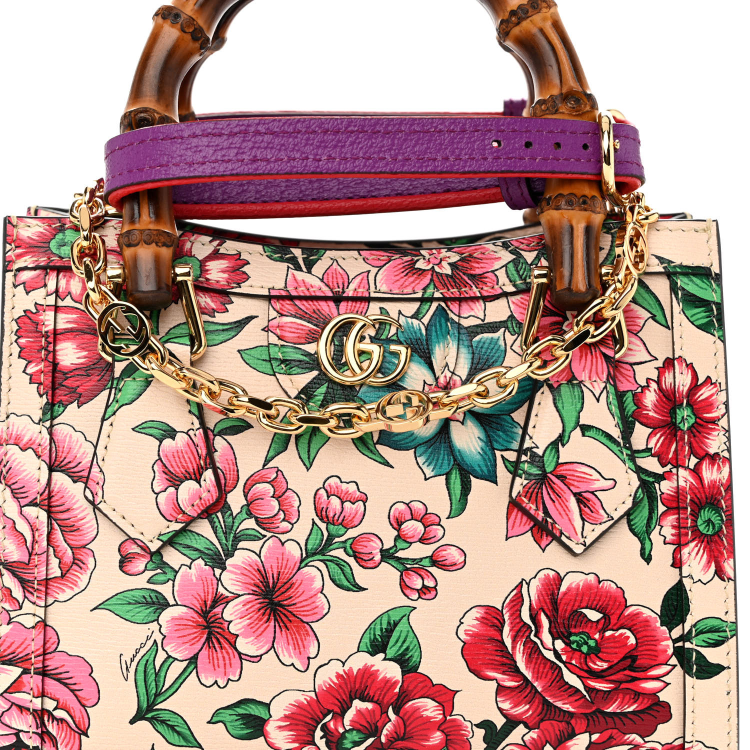 GUCCI Flower bambooサンダル Gucci Flora Print Bamboo Wedge Sandal – Recess