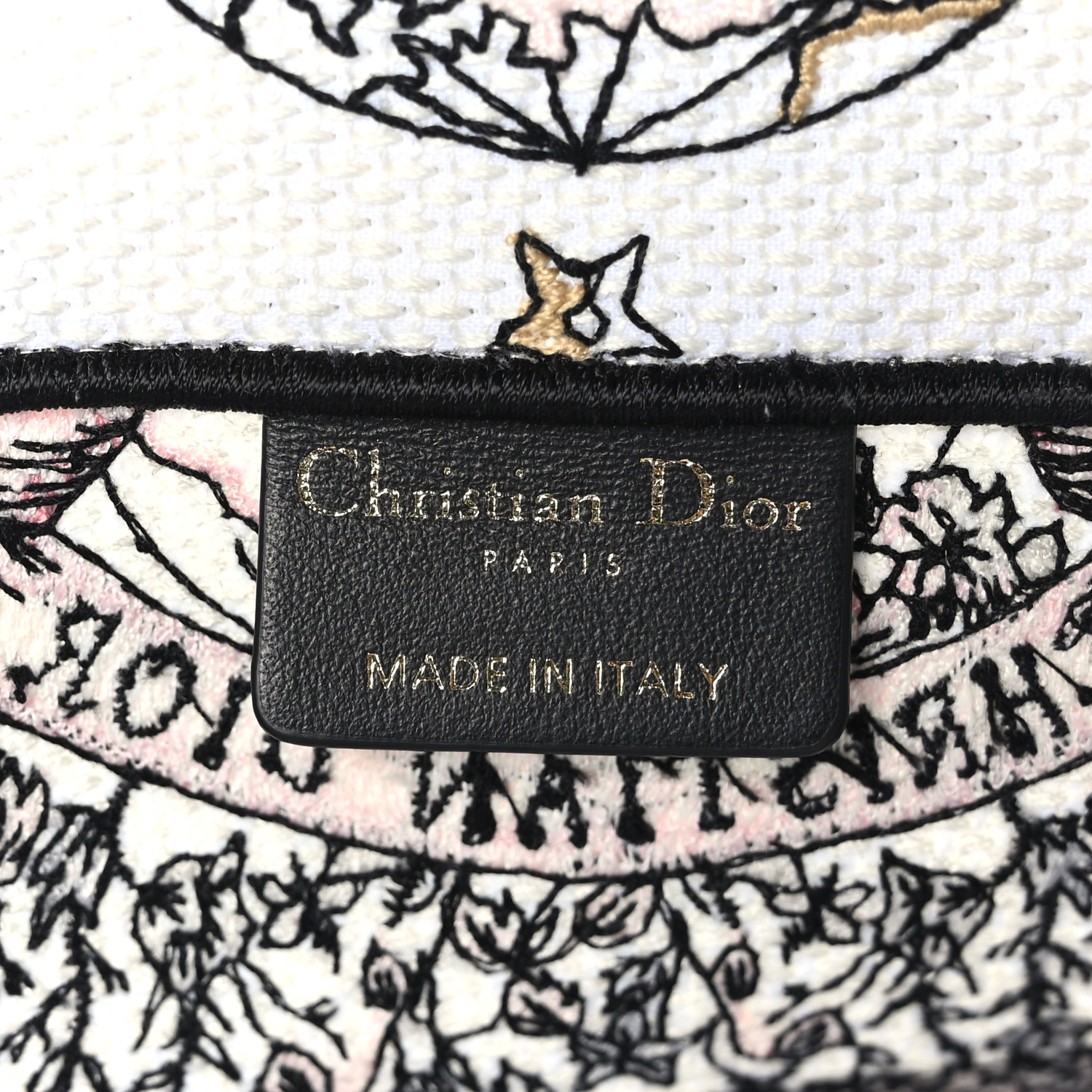 クリスチャンたディオール CHRISTIAN DIOR Canvas Embroidered Medium Butterfly Around