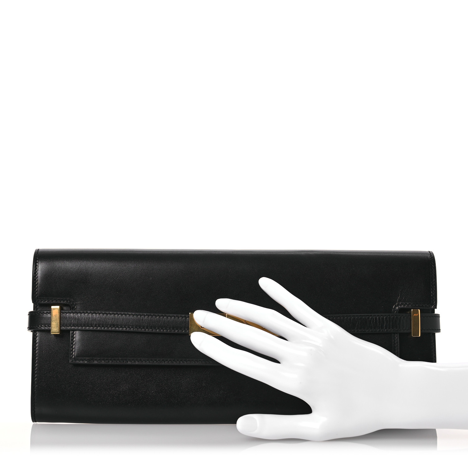 SAINT LAURENT Smooth Calfskin Manhattan Clutch Black 1617270