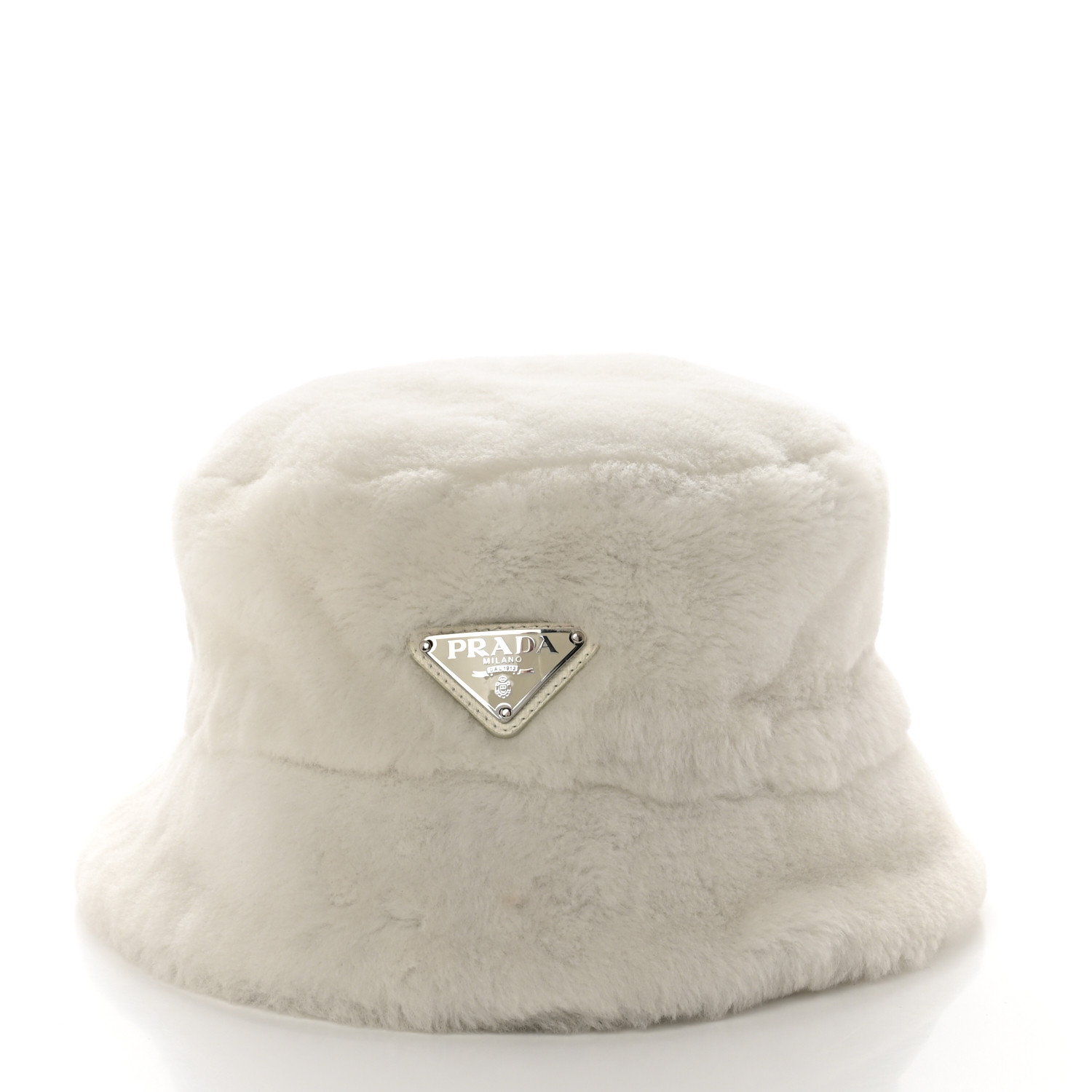 ハット PRADA IVORY ECO SHEARLING HAT Ecru Shearling Bucket Hat | PRADA