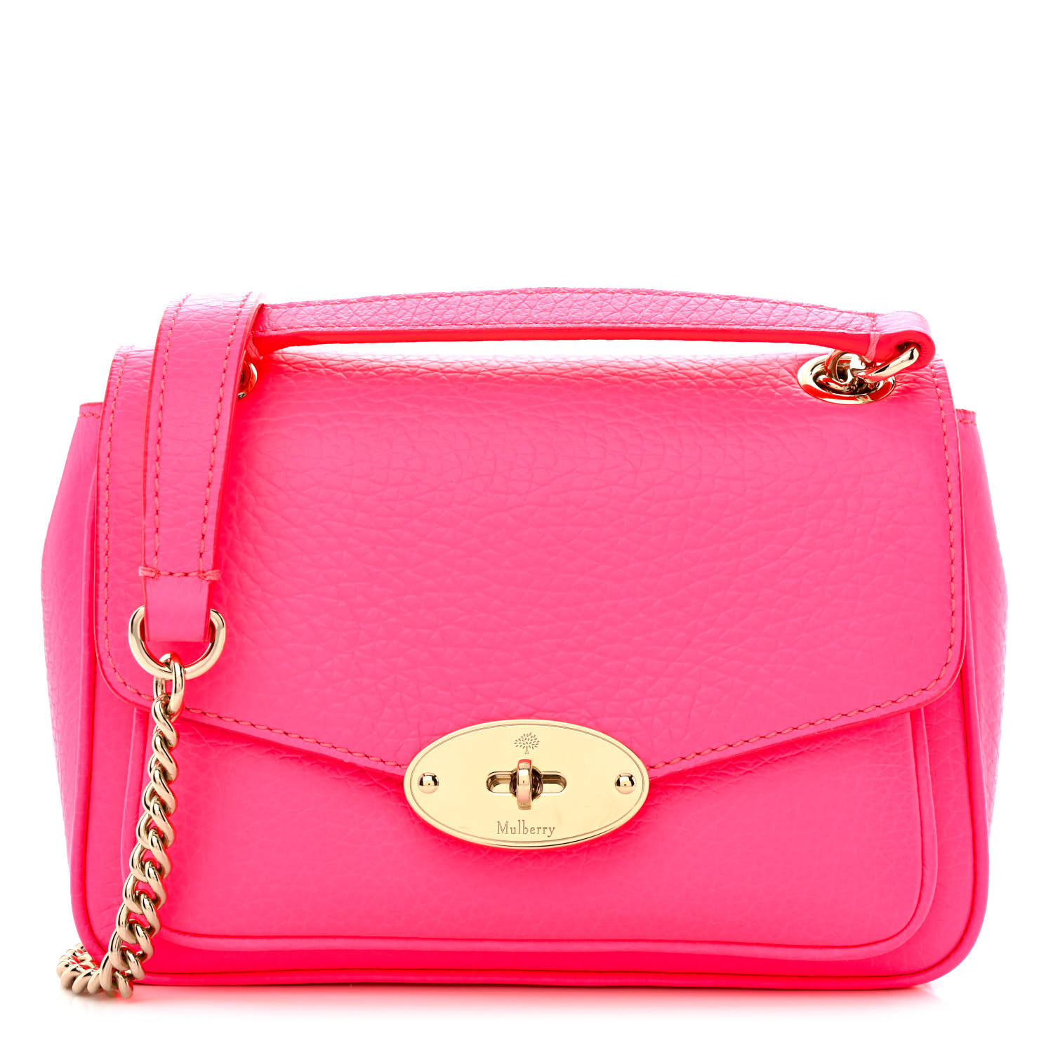 MULBERRY Heavy Grained Calfskin Mini Darley Satchel Neon