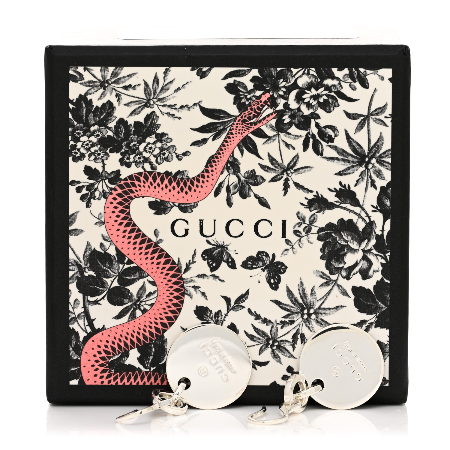 GUCCI Sterling Silver Trademark Round Drop Earrings 1523074