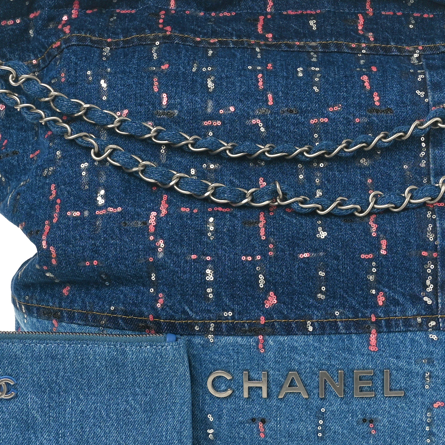 CHANEL Denim Sequin Chanel 22 Blue 1512148 | FASHIONPHILE