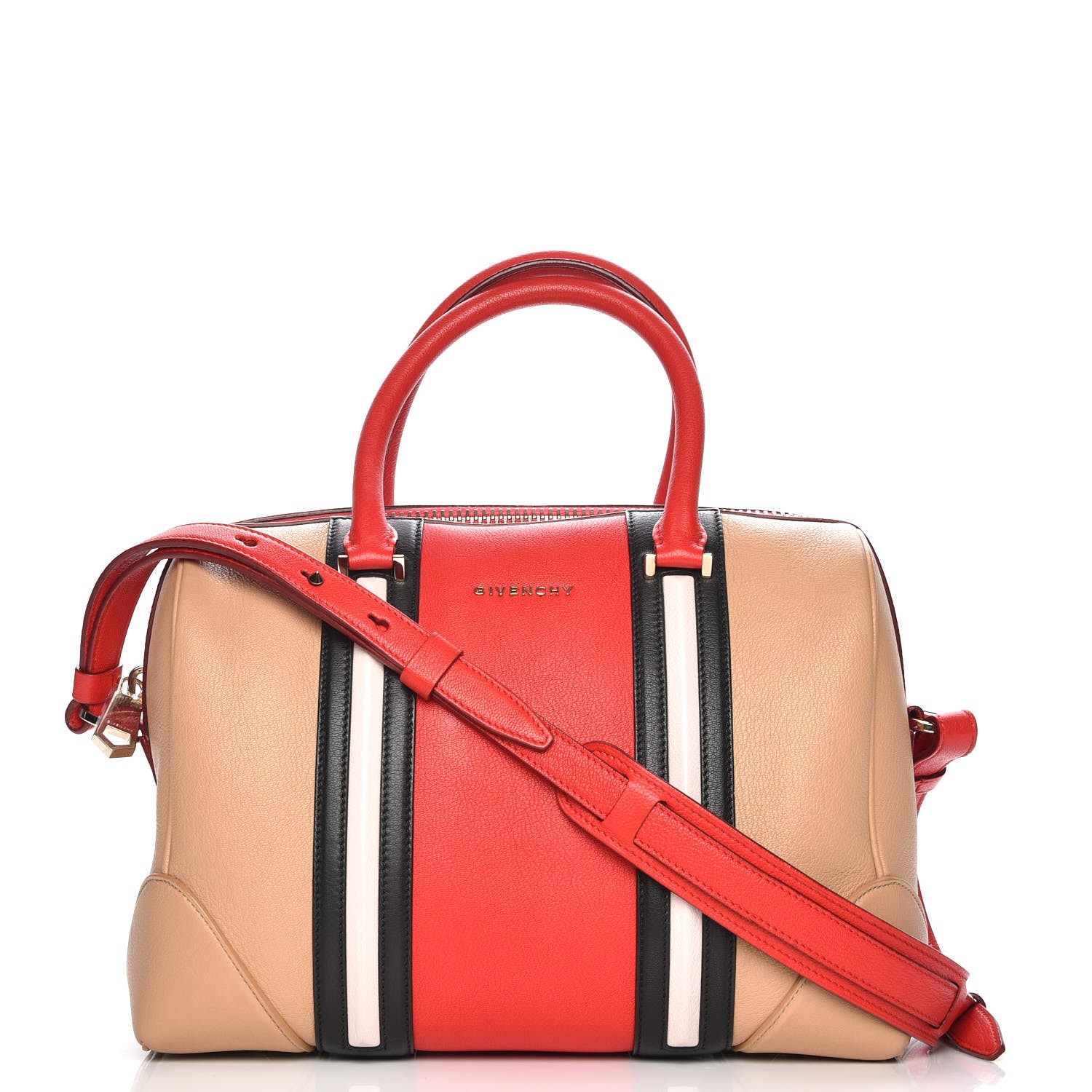 GIVENCHY Goatskin Colorblock Medium Lucrezia Beige Red
