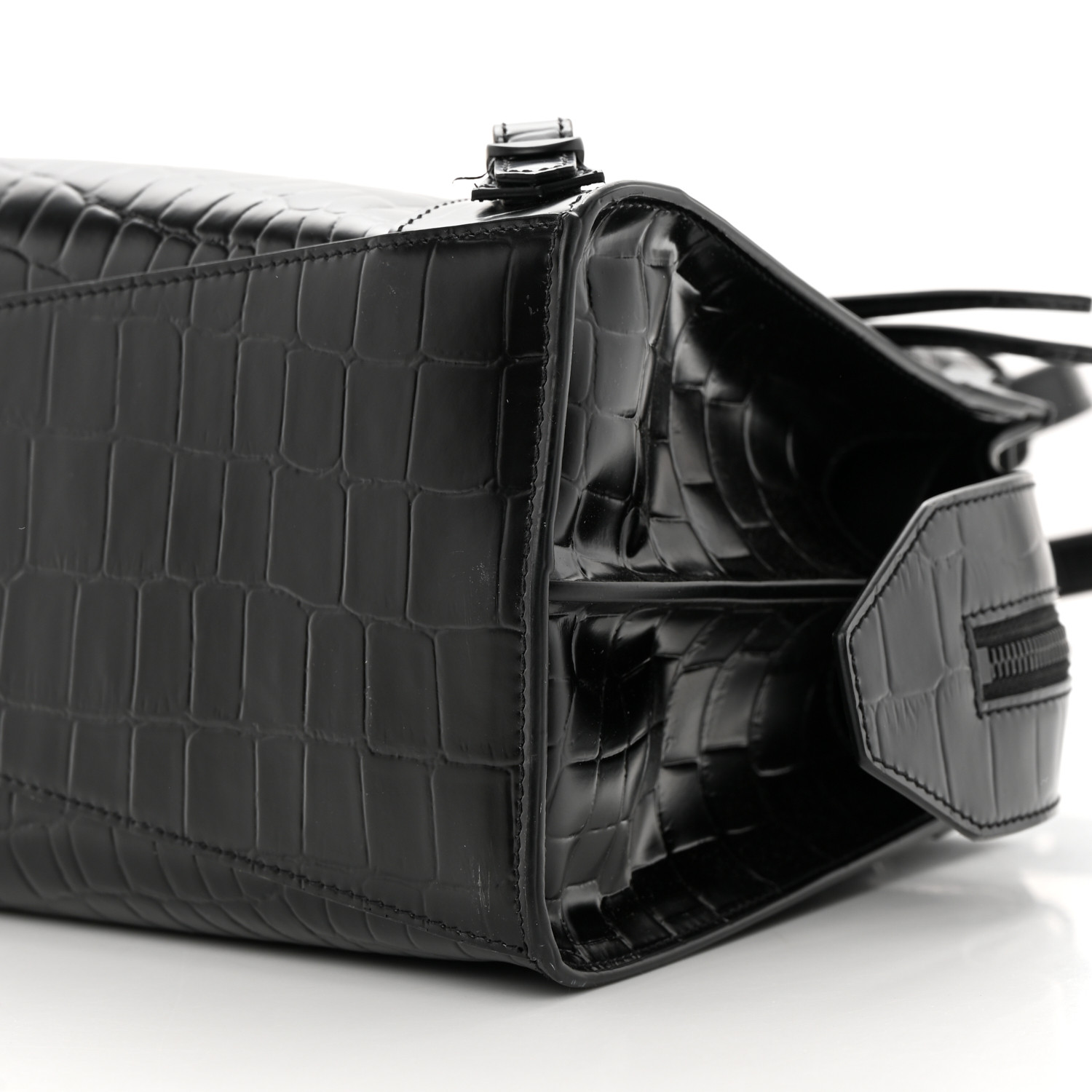 BALENCIAGA Semi Shiny Calfskin Crocodile Embossed Neo