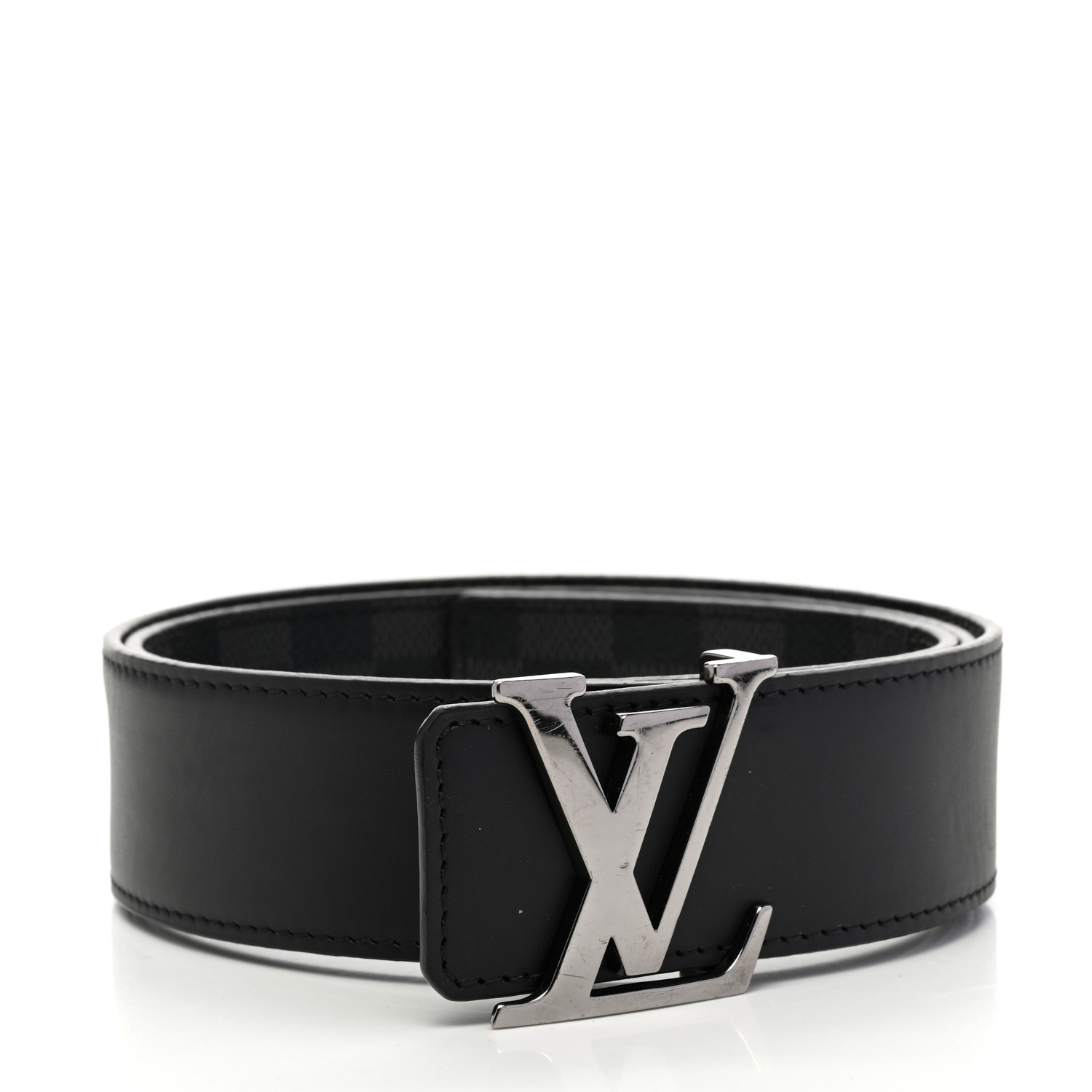 カタログギフトも！ LOUIS VUITTON Damier Graphite 40mm LV Initiales Belt 90 36 小物