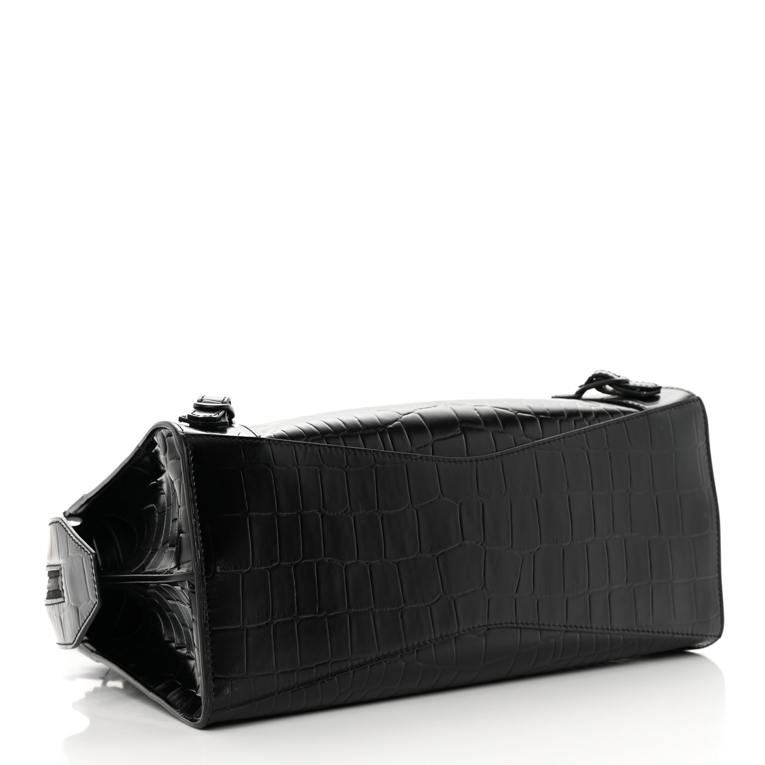 BALENCIAGA Semi Shiny Calfskin Crocodile Embossed Neo