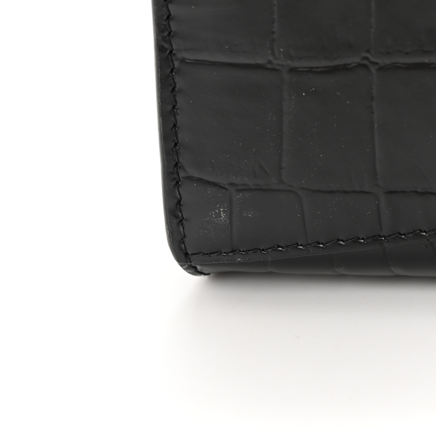 BALENCIAGA Semi Shiny Calfskin Crocodile Embossed Neo