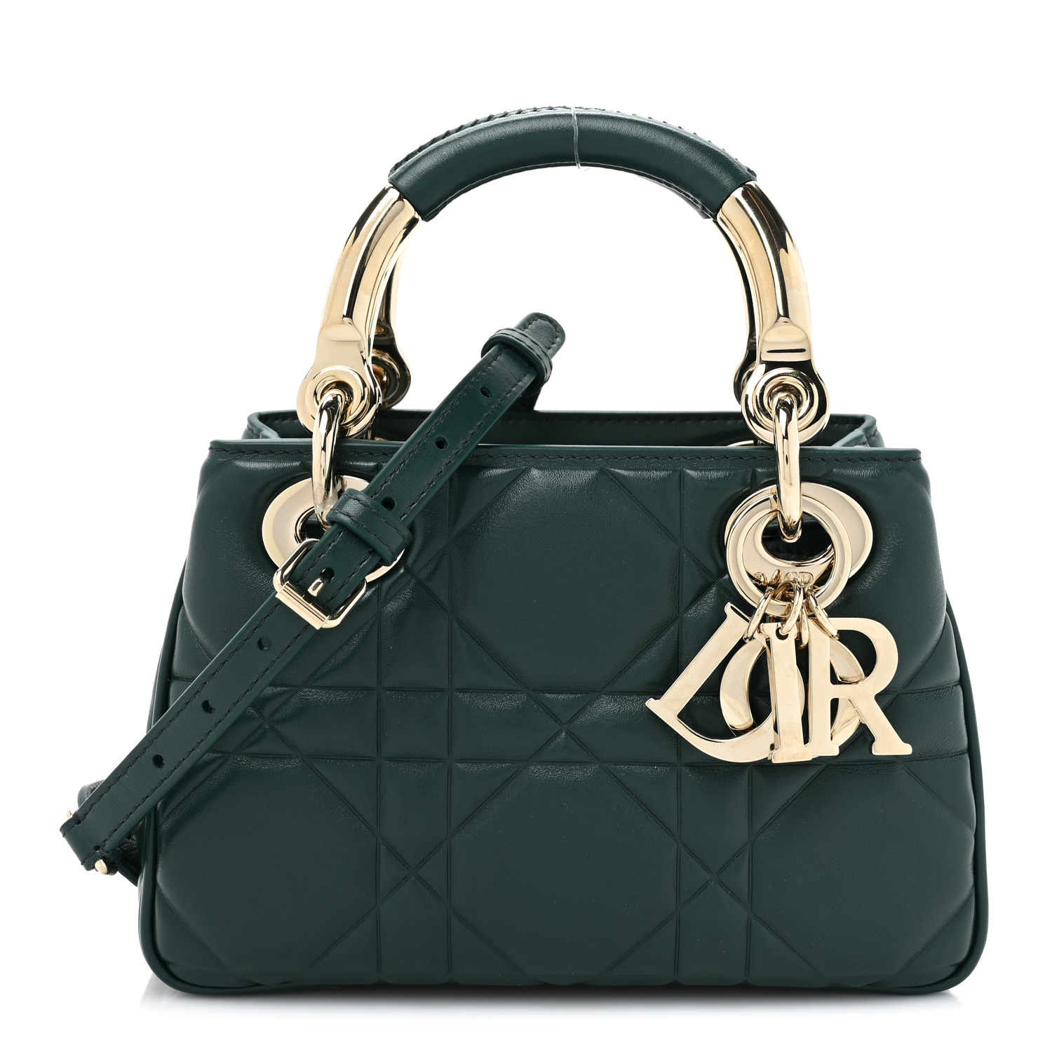 34　Christian Dior ダークグリーン バッグ Christian Dior Dark Green Lambskin Cannage Small My ABCDior