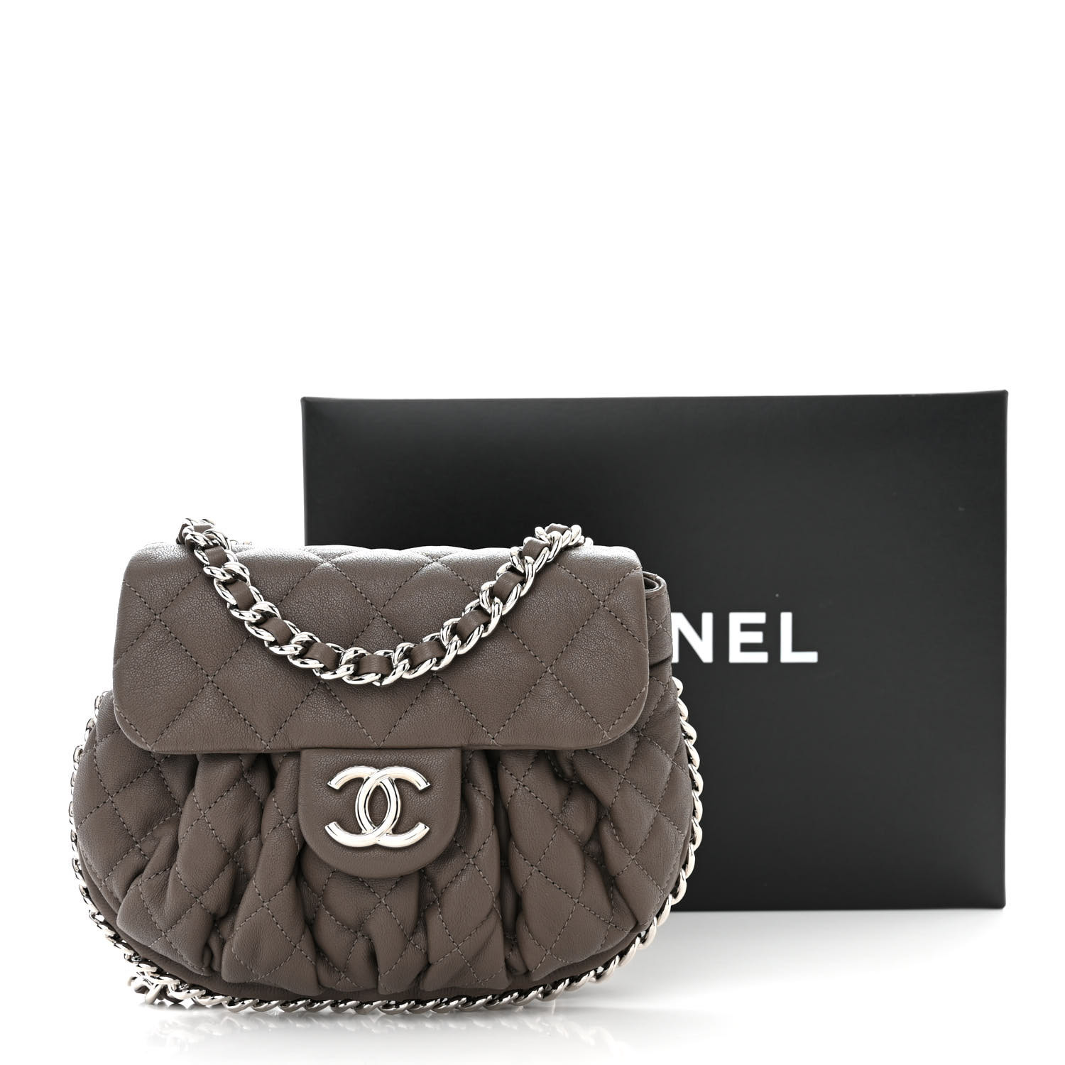 Chanel Pochette Leather Black White Bag sold with Coin Purse