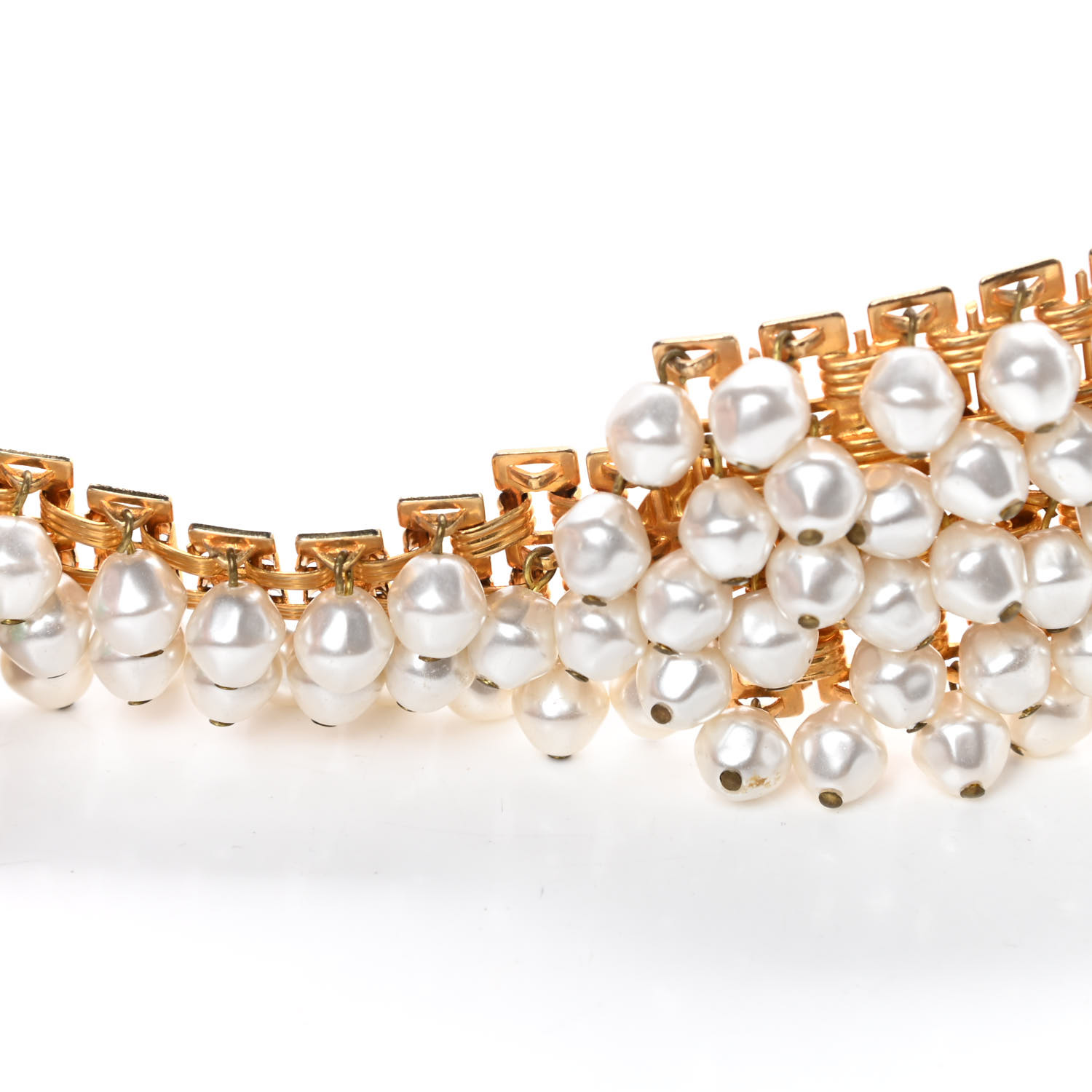CHRISTIAN DIOR Pearl Belt Gold 745014 | FASHIONPHILE