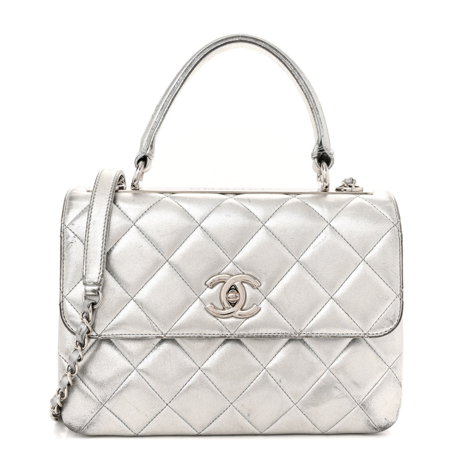 CHANEL Metallic Lambskin Quilted Small Trendy CC Flap Dual