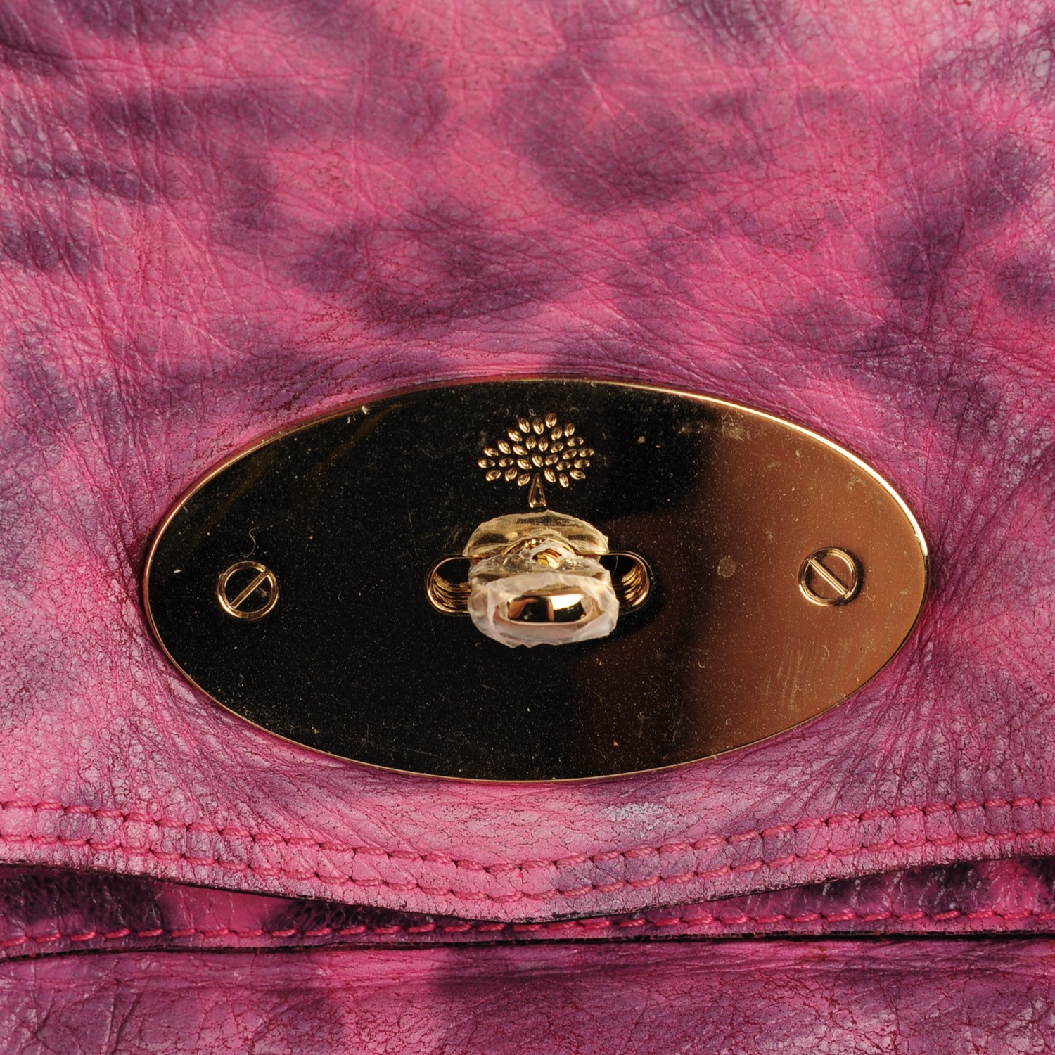 MULBERRY Shiny Leopard Oversized Alexa Peony Pink 119419