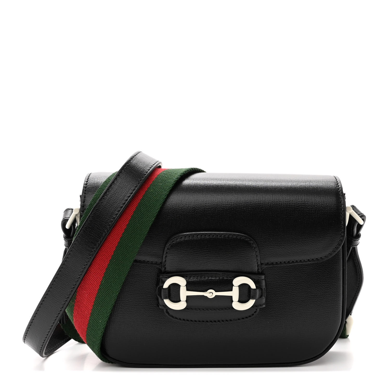 GUCCI Azalea Calfskin Web Horsebit 1955 Shoulder Bag Black