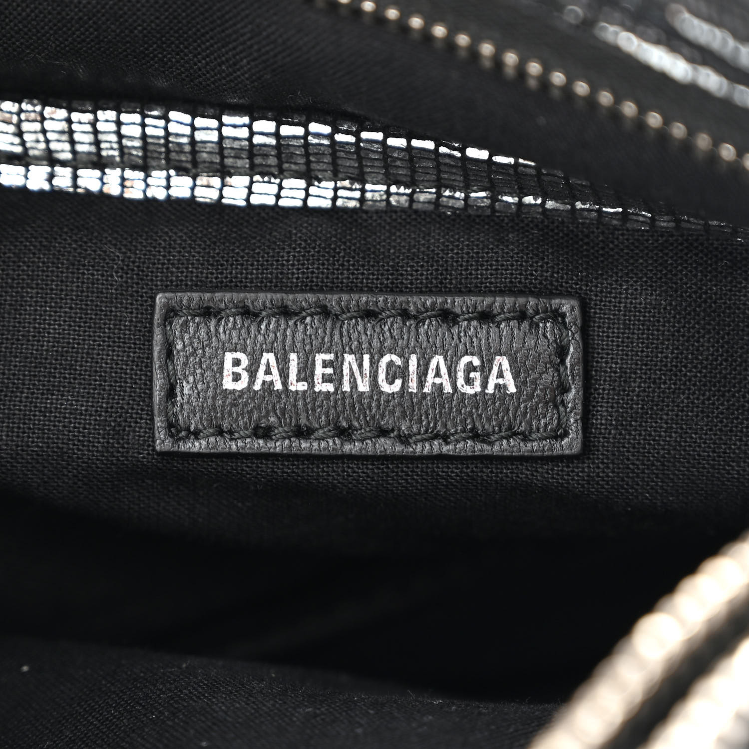 BALENCIAGA Metallic Calfskin Lizard Embossed Silver Metallic