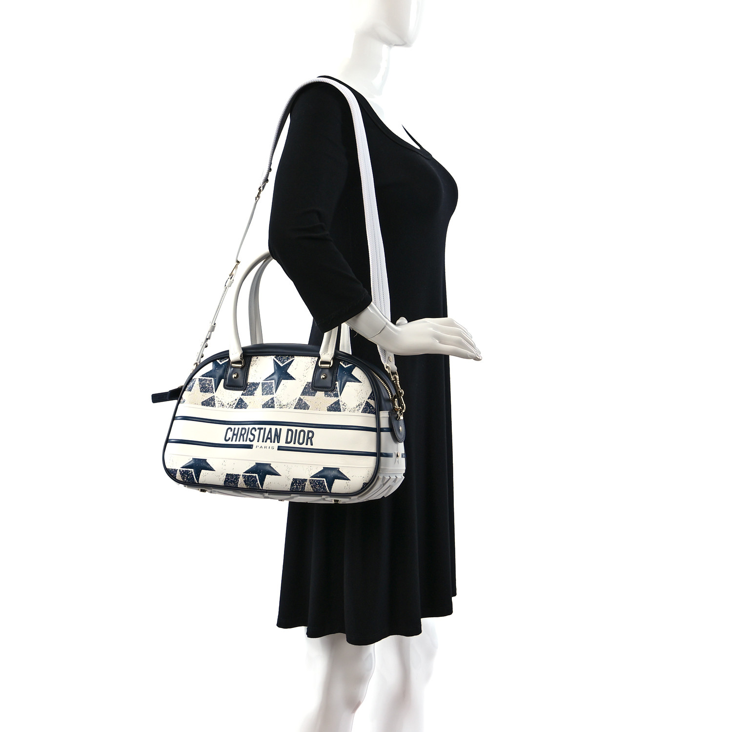 CHRISTIAN DIOR Calfskin Star Medium Dior Vibe Zip Bowling