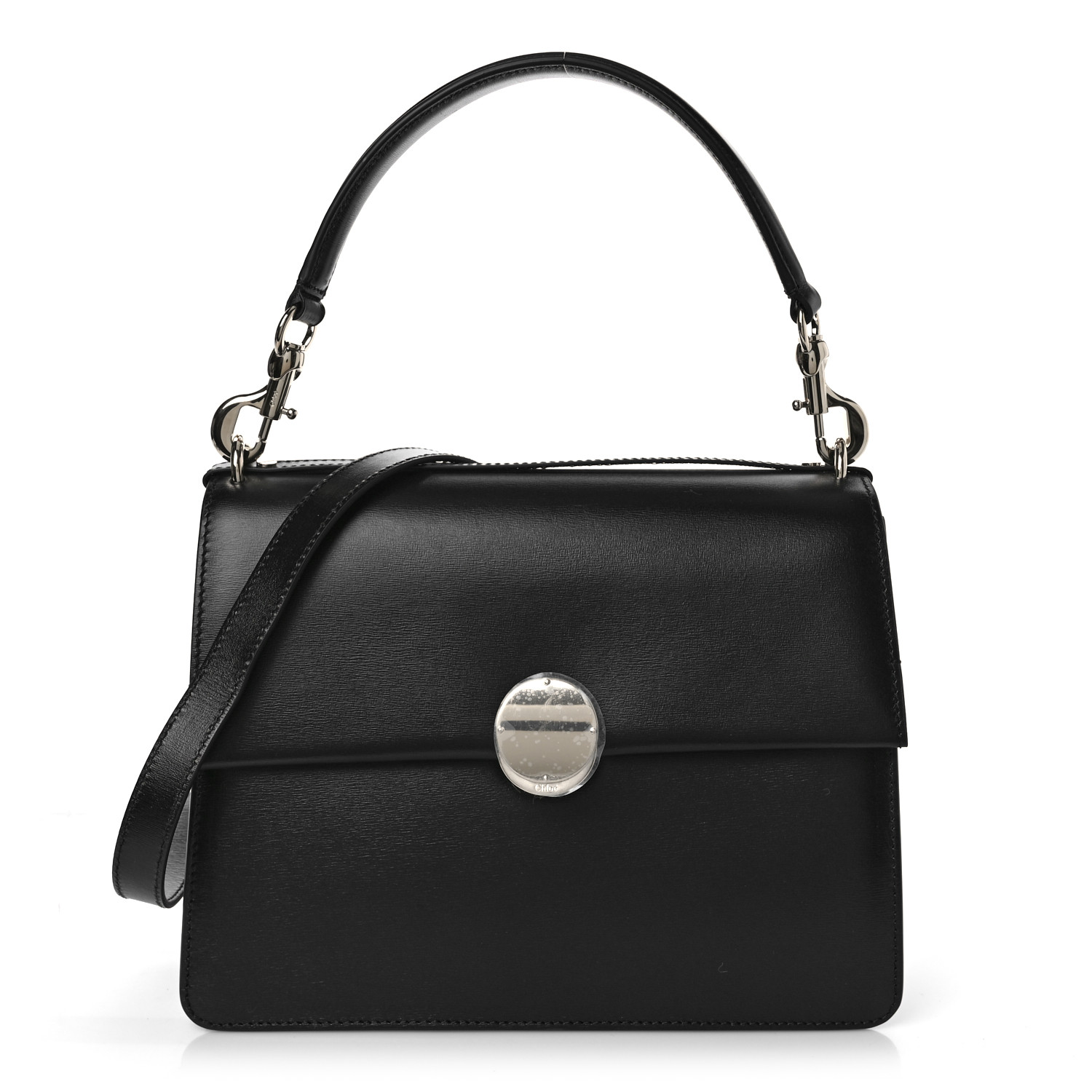 CHLOE Box Calfskin Medium Penelope Top Handle Bag Black
