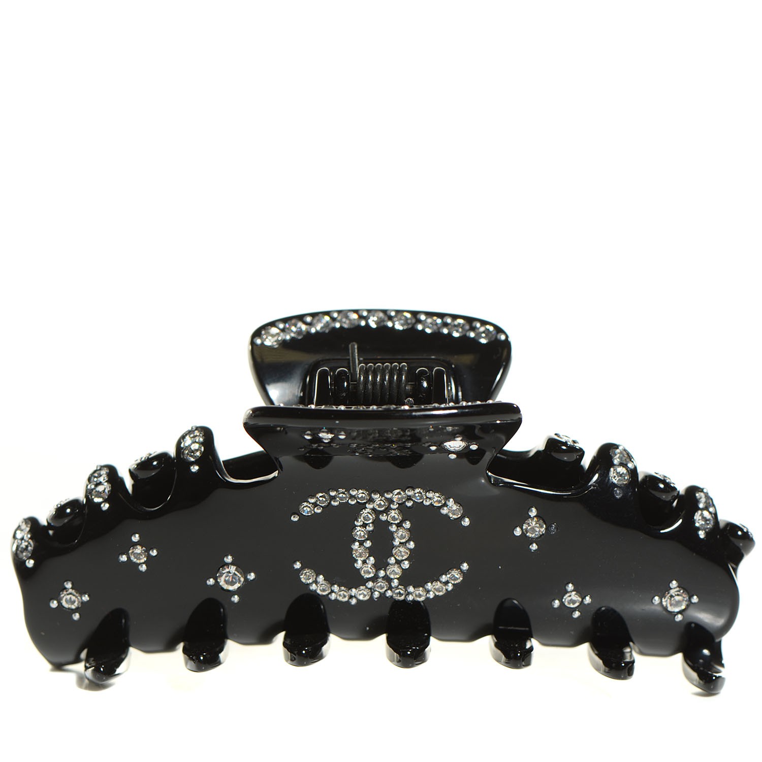 CHANEL Crystal CC Hair Clip Black 111391 | FASHIONPHILE