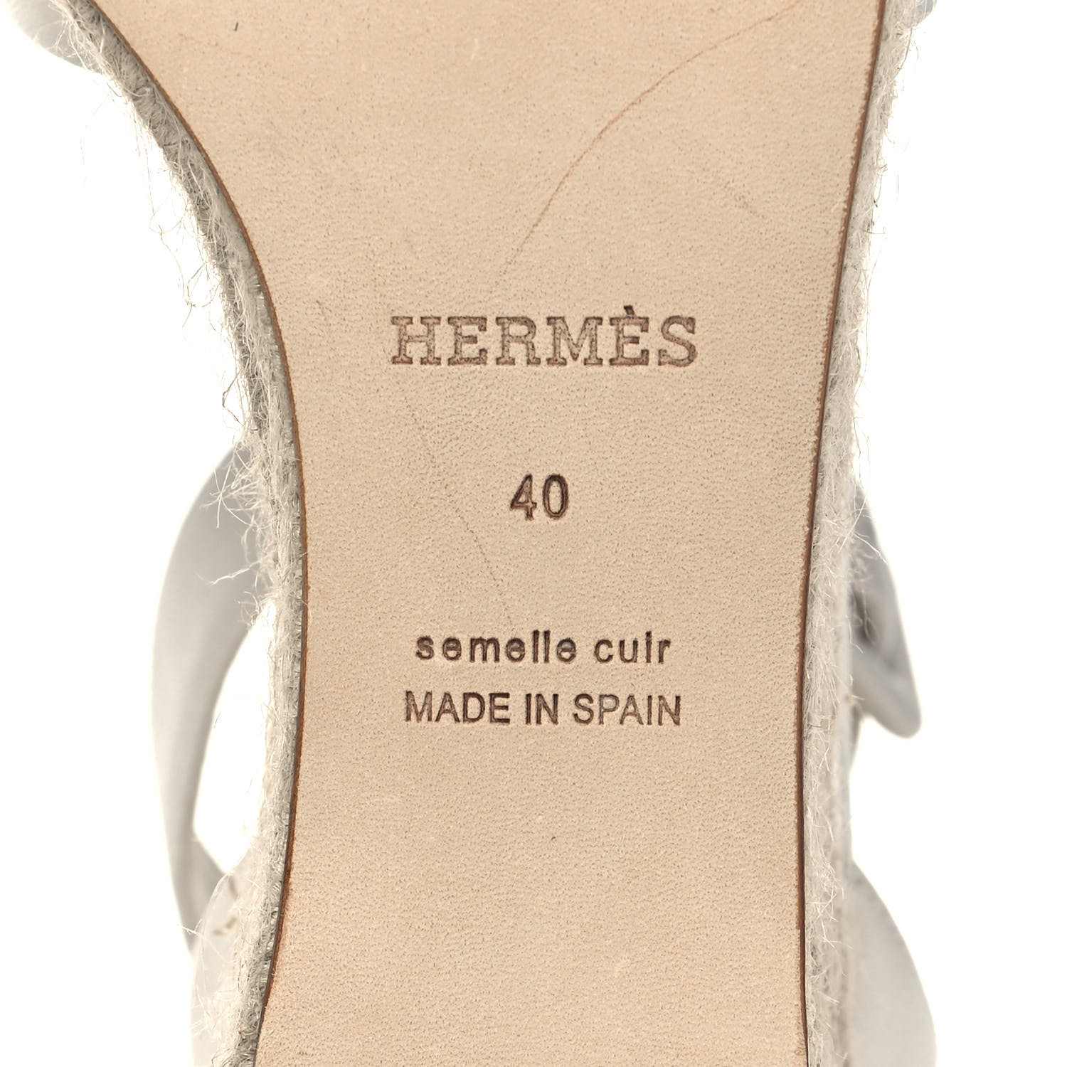 HERMES Goatskin Elda Espadrille Wedge Sandals 40 White