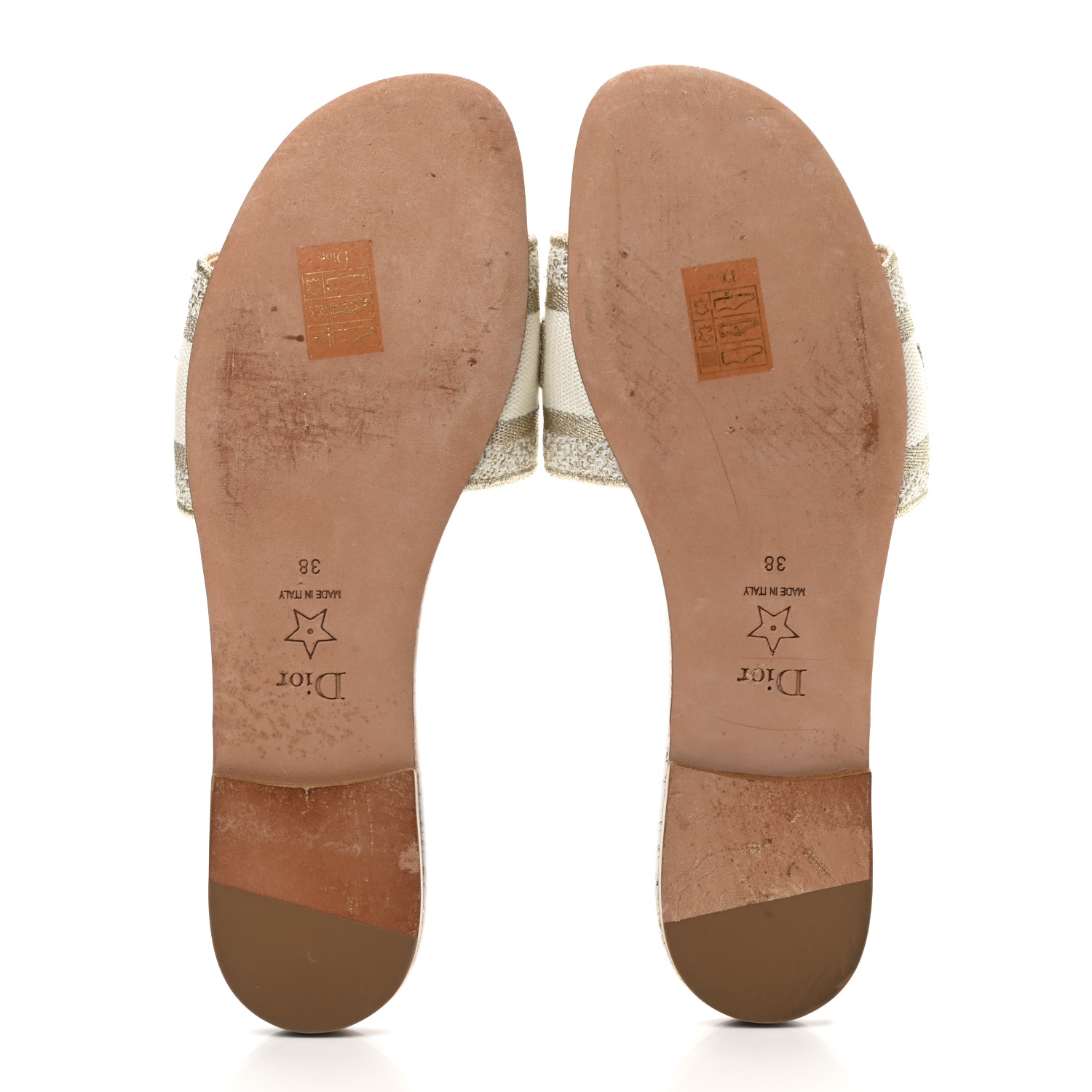 Christian Dior ベージュ パール装飾 ミュールsale CHRISTIAN DIOR Metallic Canvas Embroidered Dway Mules Slide